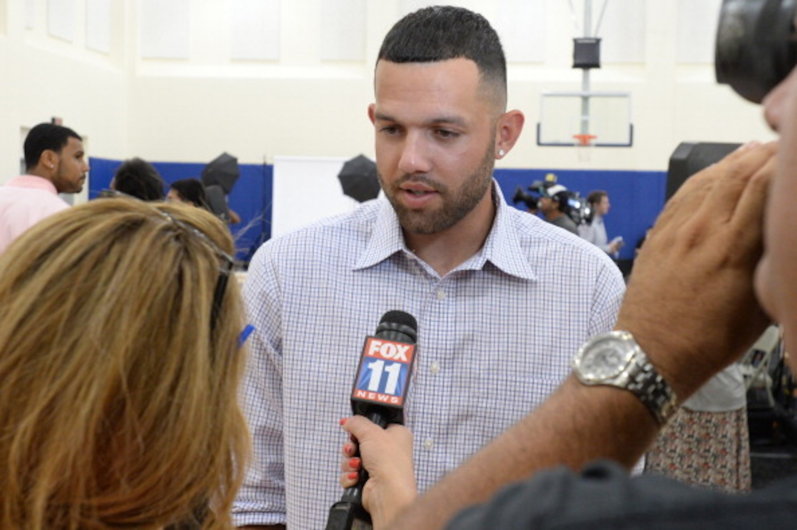 PLAYA VISTA, CA - JULY 10: Jordan Farmar #1 of the Los Angeles Clippers speaks to the media during a press conference on July 10, 2014 at the Los Angeles Clippers Training Facility in Playa Vista, California. NOTE TO USER: User expressly acknowledges and 
