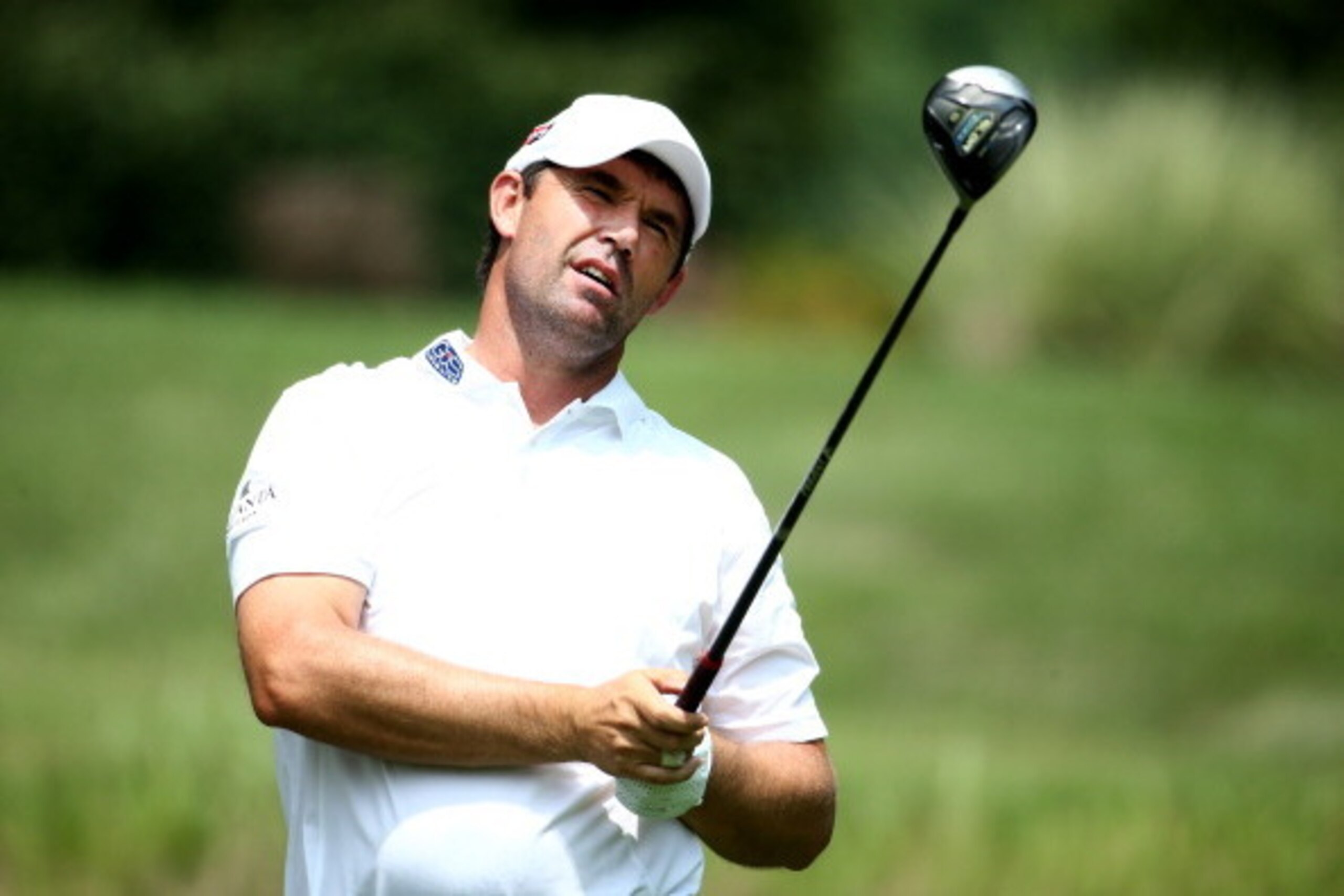 LOUISVILLE, KY - AUGUST 05:  Padraig Harrington of Ireland reacts to a shot during a practice round prior to the start of the 96th PGA Championship at Valhalla Golf Club on August 5, 2014 in Louisville, Kentucky.  (Photo by Warren Little/Getty Images)