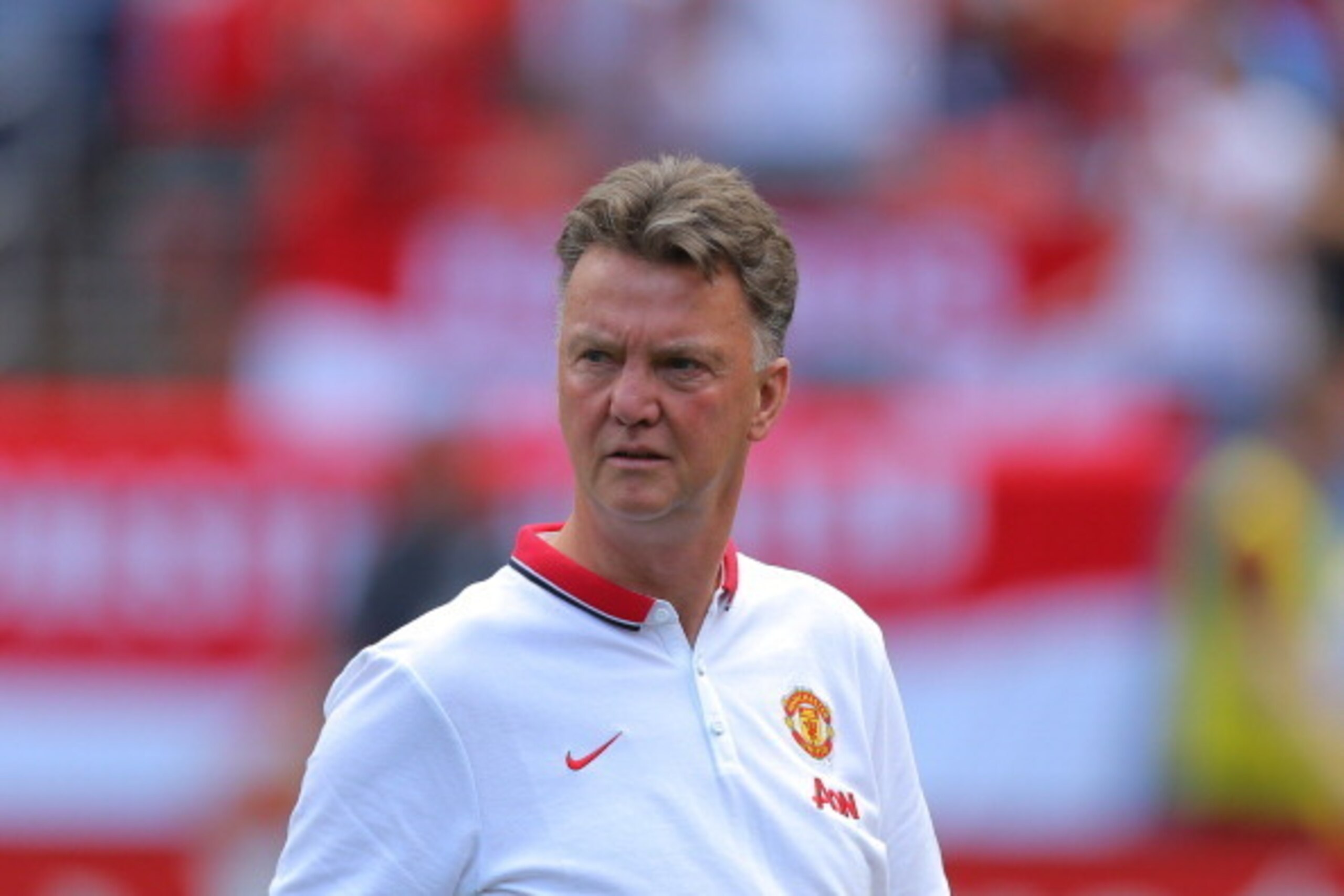 DENVER, CO - JULY 26: Manager Louis van Gaal walks on the pitch before a game against AS Roma during an International Champions Cup match at Sports Authority Field at Mile High on July 26, 2014 in Denver, Colorado. Manchester United defeated AS Roma 3-2. 
