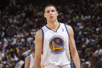 OAKLAND, CA - APRIL 14: Klay Thompson #11 of the Golden State Warriors during a game against the Minnesota Timberwolves on April 14, 2014 at Oracle Arena in Oakland, California. NOTE TO USER: User expressly acknowledges and agrees that, by downloading and