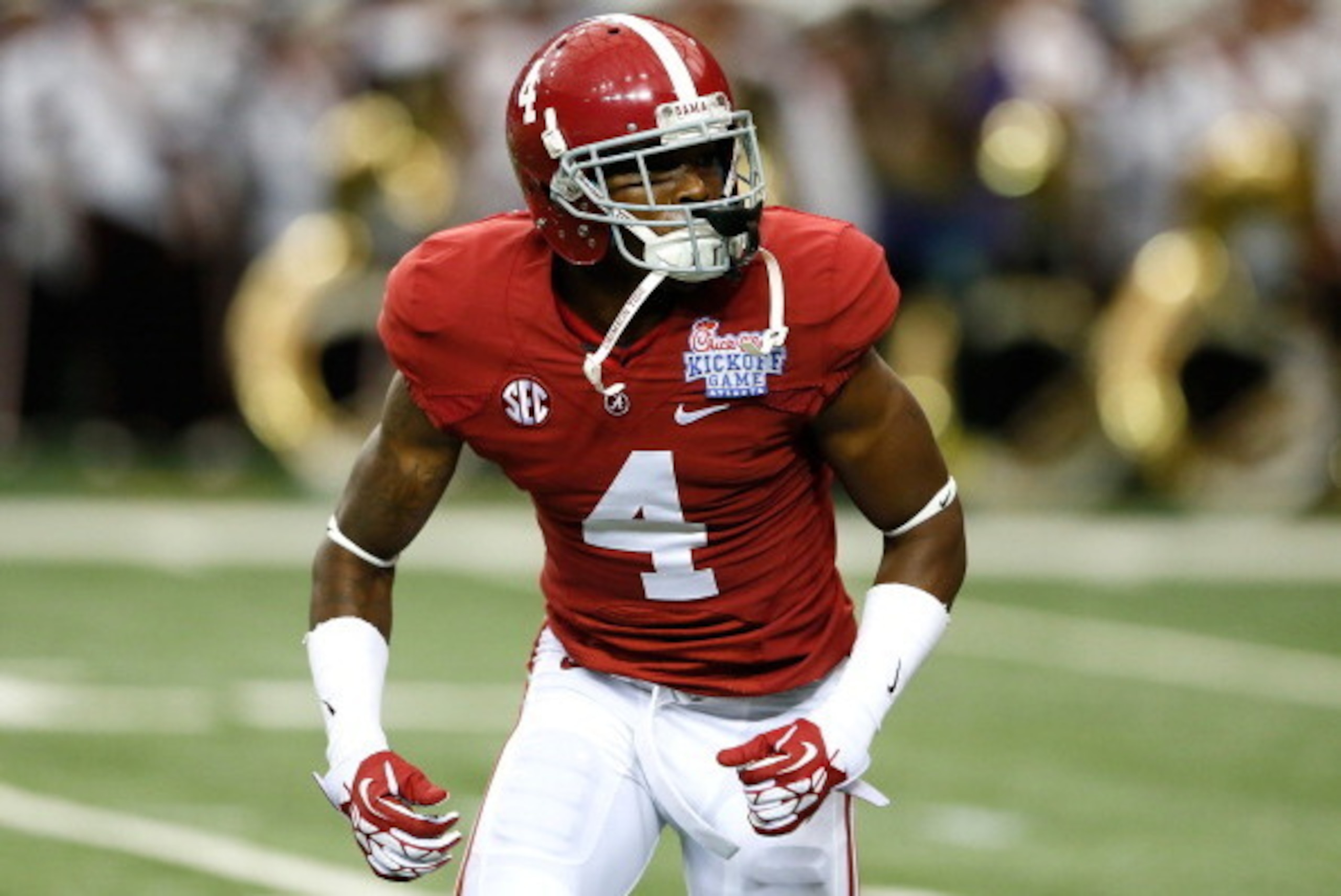 ATLANTA, GA - AUGUST 31:  Eddie Jackson #4 of the Alabama Crimson Tide against the Virginia Tech Hokies at Georgia Dome on August 31, 2013 in Atlanta, Georgia.  (Photo by Kevin C. Cox/Getty Images)