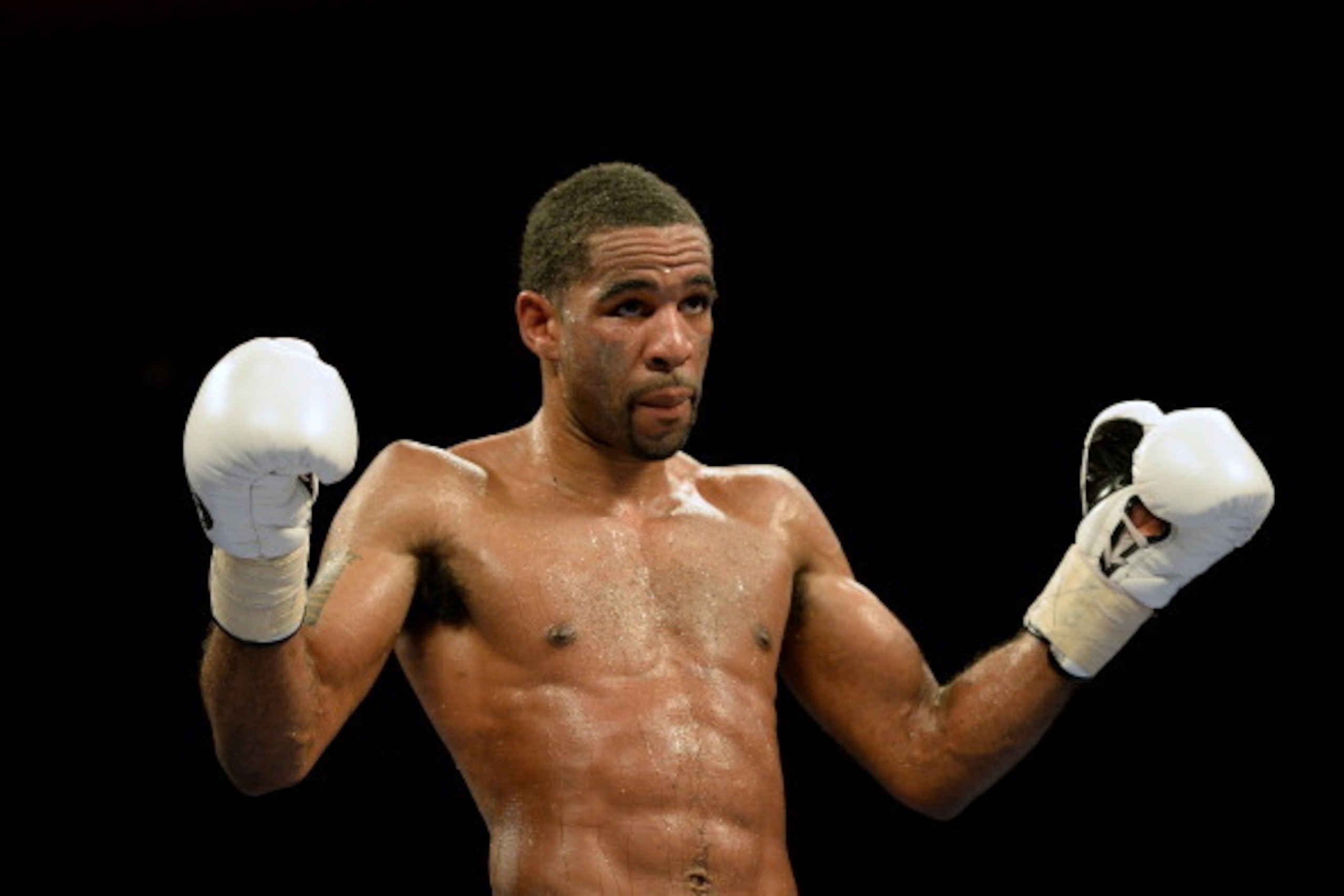 WASHINGTON, DC - JANUARY 25: Lamont Peterson waits to fight Dierry Jean in their IBF Junior Welterweight World Championship match at the DC Armory on January 25, 2014 in Washington, DC. Lamont Peterson remained champion by winning in an unanimous decision