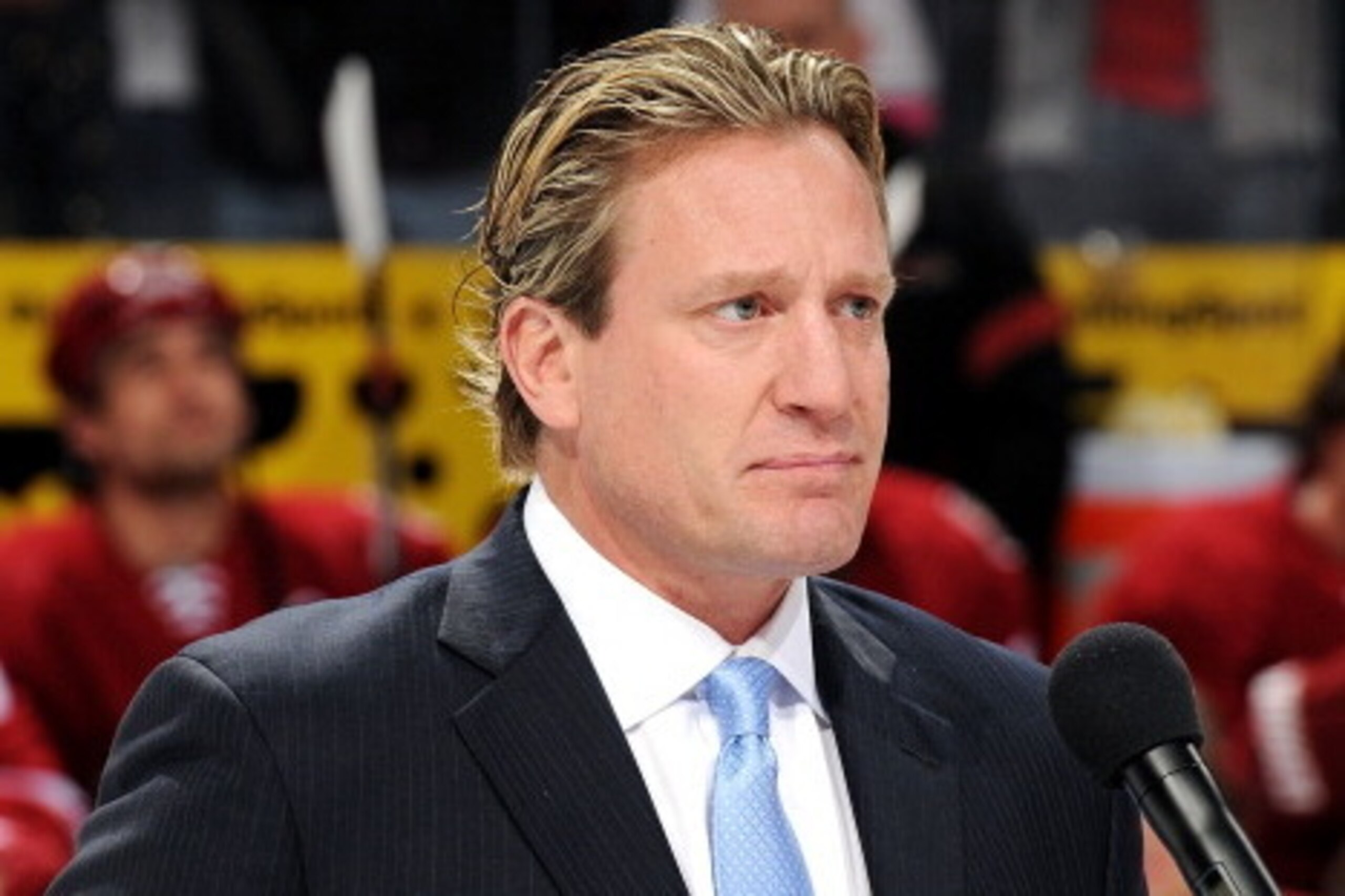 GLENDALE, AZ - FEBRUARY 11: Jeremy Roenick gets emotional as he addresses the crowd during his induction ceremony into the Phoenix Coyotes Ring of Honor prior to the game against the Chicago Blackhawks at Jobing.com Arena on February 11, 2012 in Glendale, GLENDALE, AZ - FEBRUARY 11: Jeremy Roenick gets emotional as he addresses the crowd during his induction ceremony into the Phoenix Coyotes Ring of Honor prior to the game against the Chicago Blackhawks at Jobing.com Arena on February 11, 2012 in Glendale,