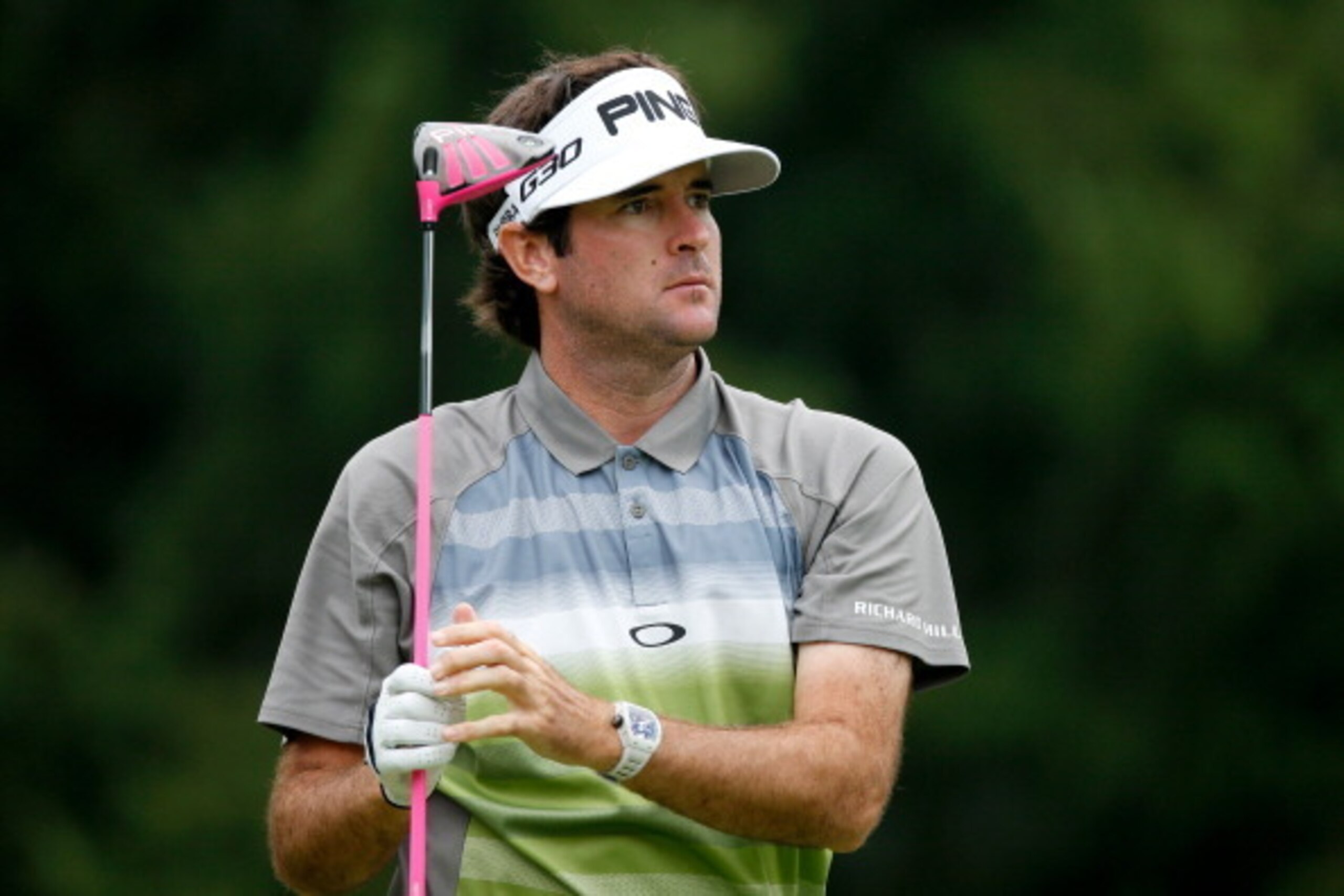 AKRON, OH - AUGUST 03:  Bubba Watson hits off the fourth tee during the final round of the World Golf Championships-Bridgestone Invitational at Firestone Country Club South Course on August 3, 2014 in Akron, Ohio.  (Photo by Gregory Shamus/Getty Images)