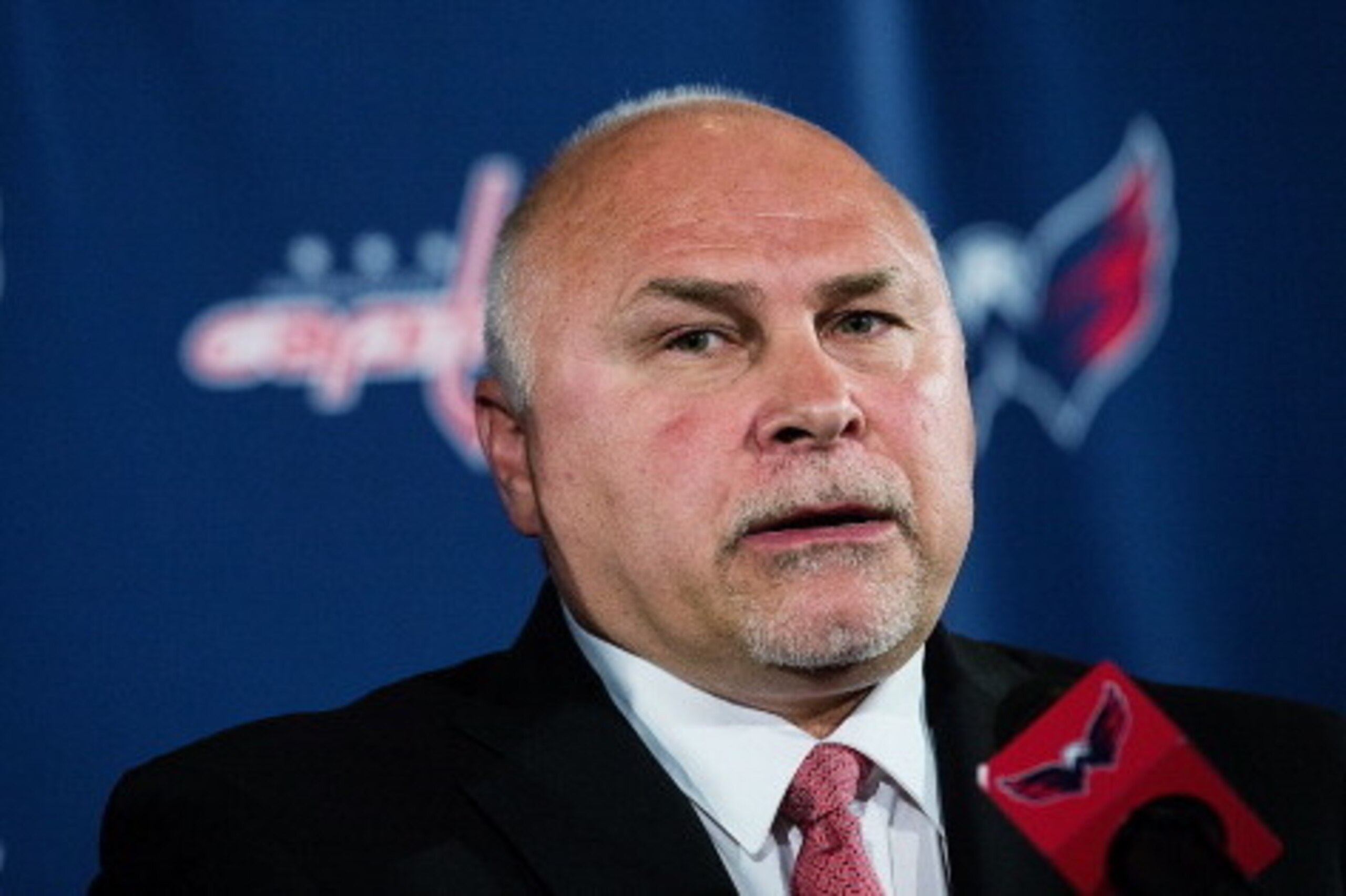 WASHINGTON, DC - MAY 27:  Head coach Barry Trotz of the Washington Capitals answers questions during his introductory press conference at the Verizon Center on May 27, 2014 in Washington, DC. The Washington Capitals introduced Brian MacLellan as the new g