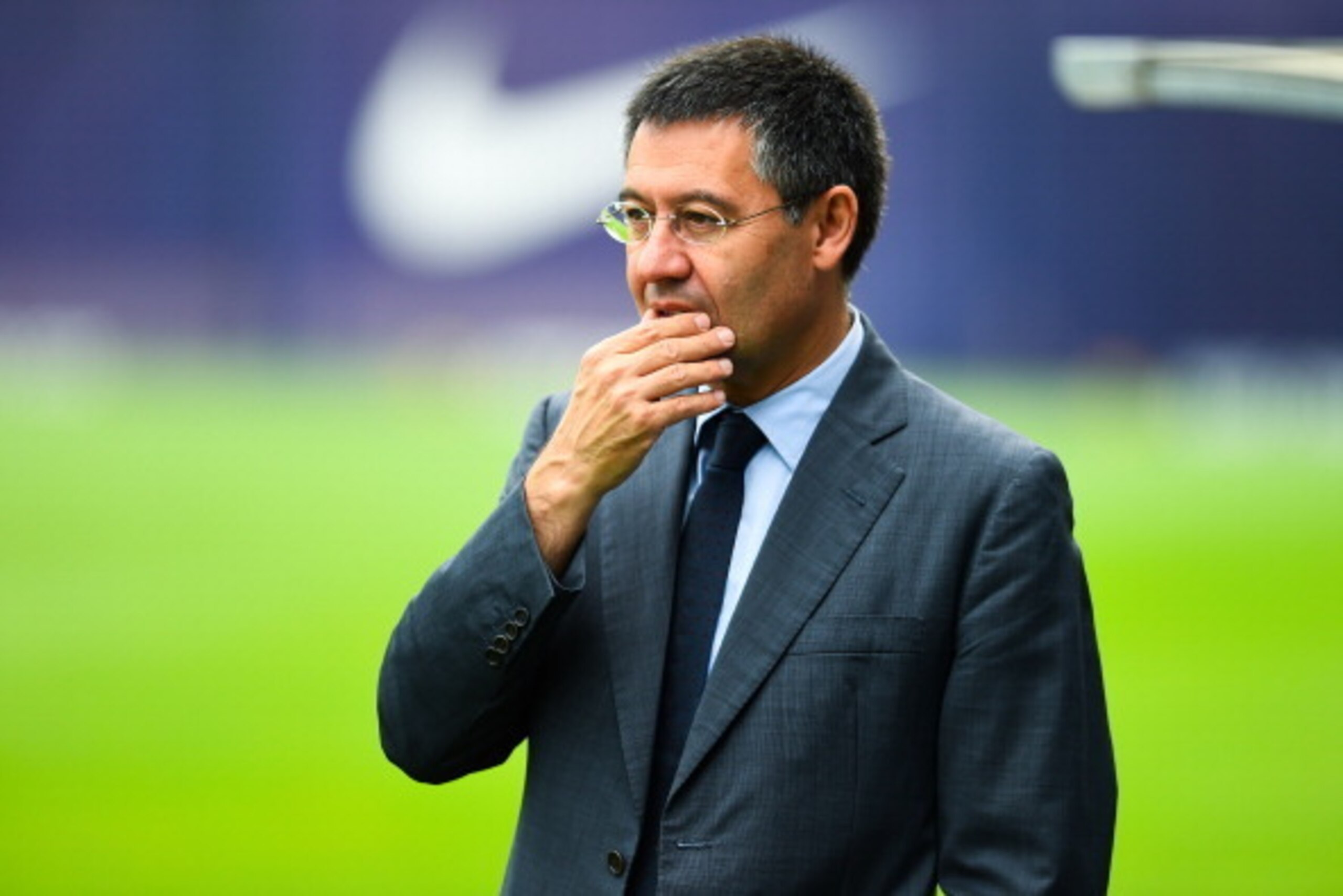BARCELONA, SPAIN - JULY 25:  FC Barcelona President Josep Maria Bartomeu looks on during a FC Barcelona training session at Ciutat Esportiva de Sant Joan Despi on July 25, 2014 in Barcelona, Spain.  (Photo by David Ramos/Getty Images)