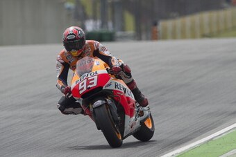 HOHENSTEIN-ERNSTTHAL, GERMANY - JULY 13:  Marc Marquez of Spain and Repsol Honda Team leads the field during the MotoGP race during the MotoGp of Germany - Race at Sachsenring Circuit on July 13, 2014 in Hohenstein-Ernstthal, Germany.  (Photo by Mirco Laz