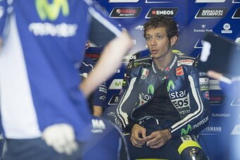 HOHENSTEIN-ERNSTTHAL, GERMANY - JULY 12:  Valentino Rossi of Italy and Movistar Yamaha MotoGP  looks on in box during the MotoGp of Germany - Qualifying at Sachsenring Circuit on July 12, 2014 in Hohenstein-Ernstthal, Germany.  (Photo by Mirco Lazzari gp/