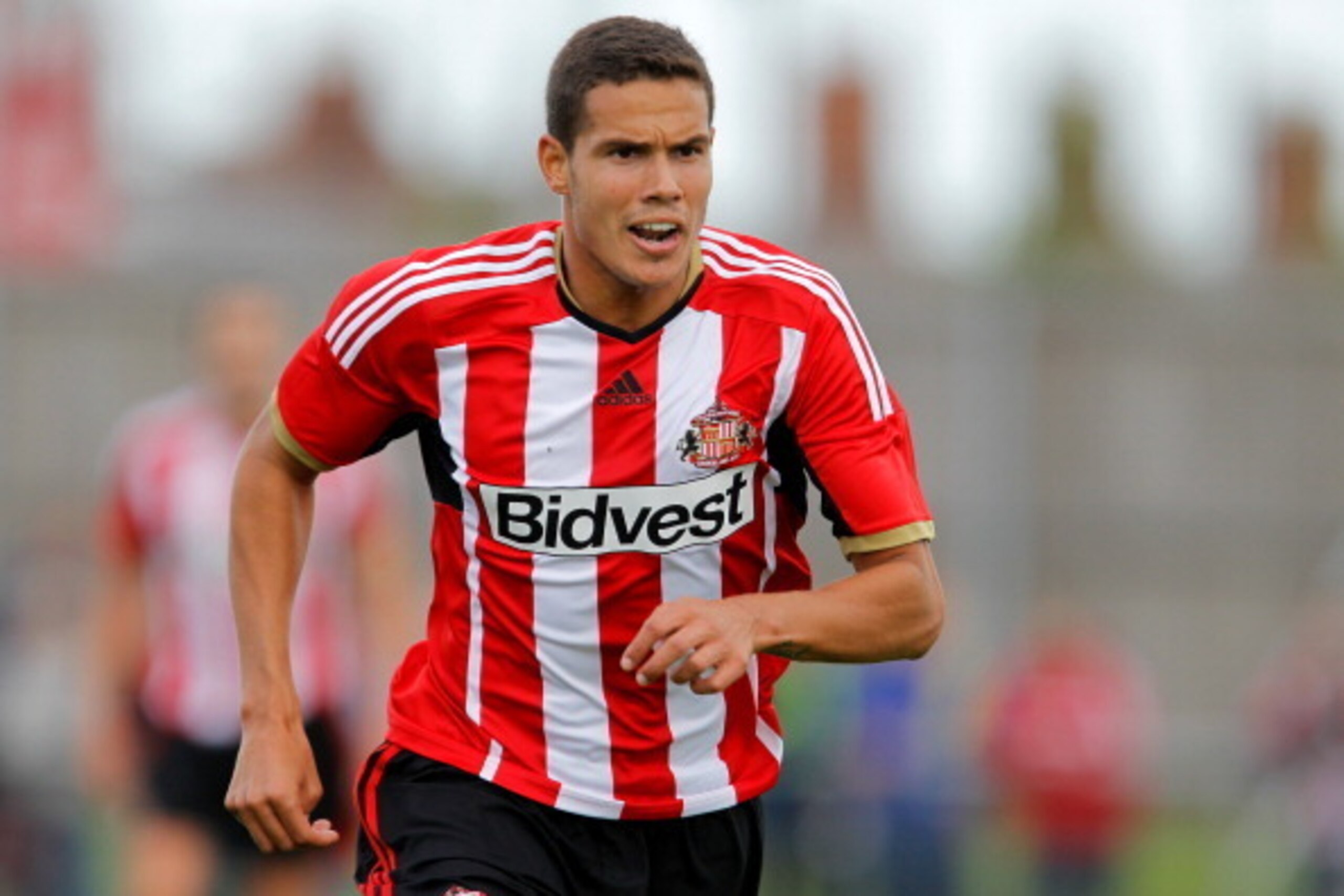 BISHOP AUCKLAND, ENGLAND - AUGUST 09: Jack Rodwell of Sunderland in action during the pre-season friendly between Sunderland and Udinese at Heritage Park on August 09, 2014 in Bishop Aucland, England. (Photo by Richard Sellers/Getty Images)