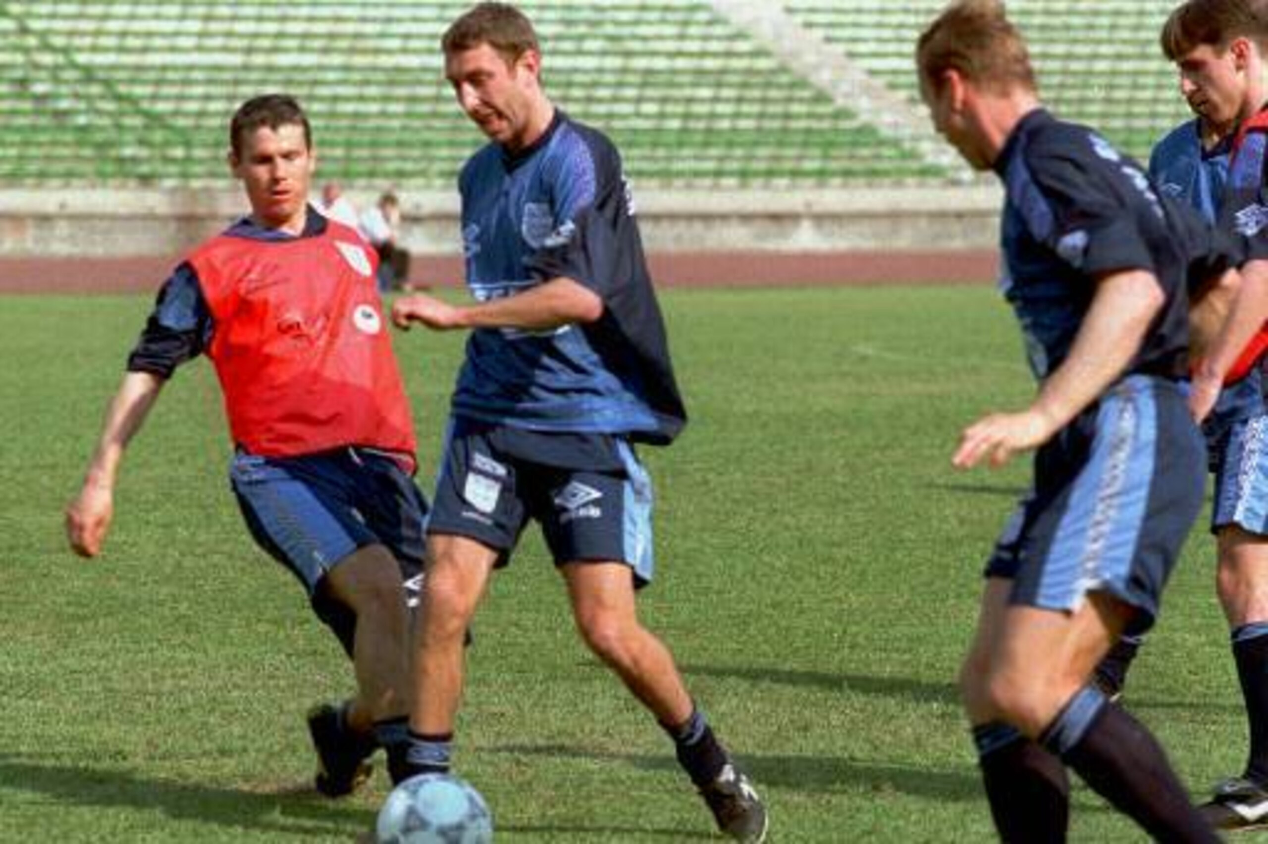 Wilcox on international duty for England in 1996.