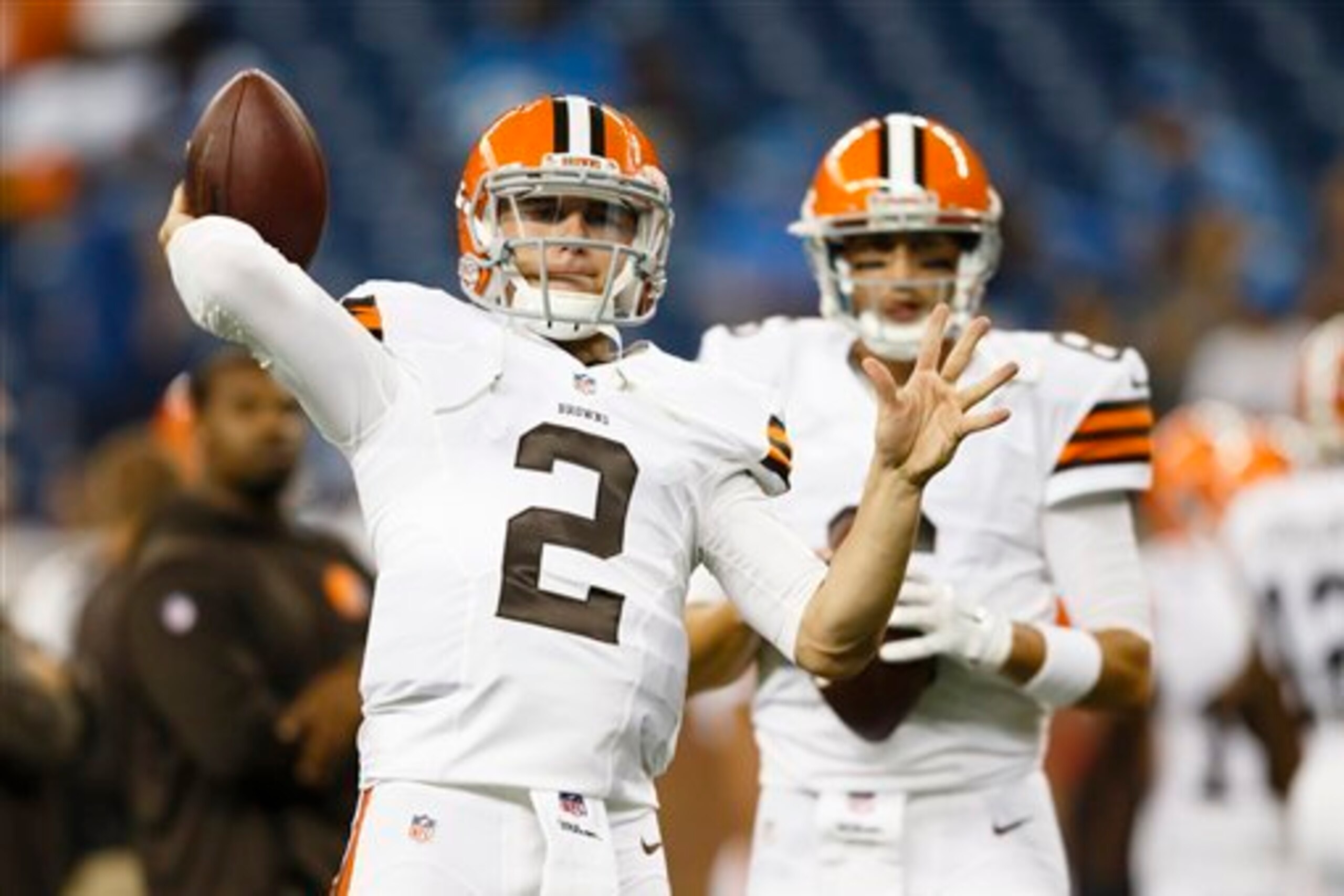 Johnny Manziel (left) may be in the process of unseating Brian Hoyer as the Browns' starting quarterback.