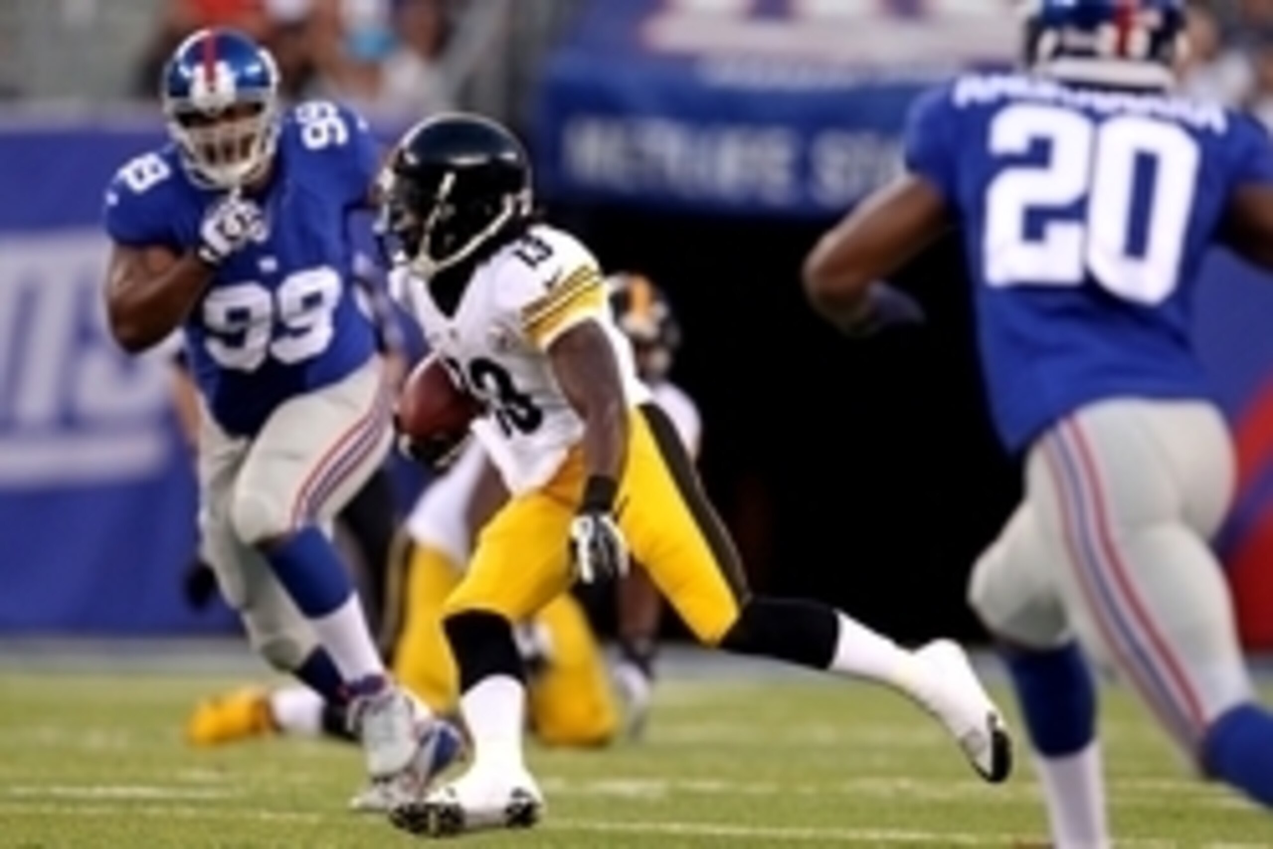 Aug 9, 2014; East Rutherford, NJ, USA; Pittsburgh Steelers running back Dri Archer (13) in action against the New York Giants during the first quarter at MetLife Stadium. Mandatory Credit: Adam Hunger-USA TODAY Sports