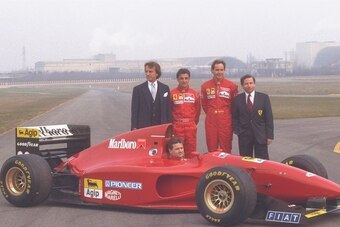 Montezemolo (left) early in his second spell in charge of Ferrari.