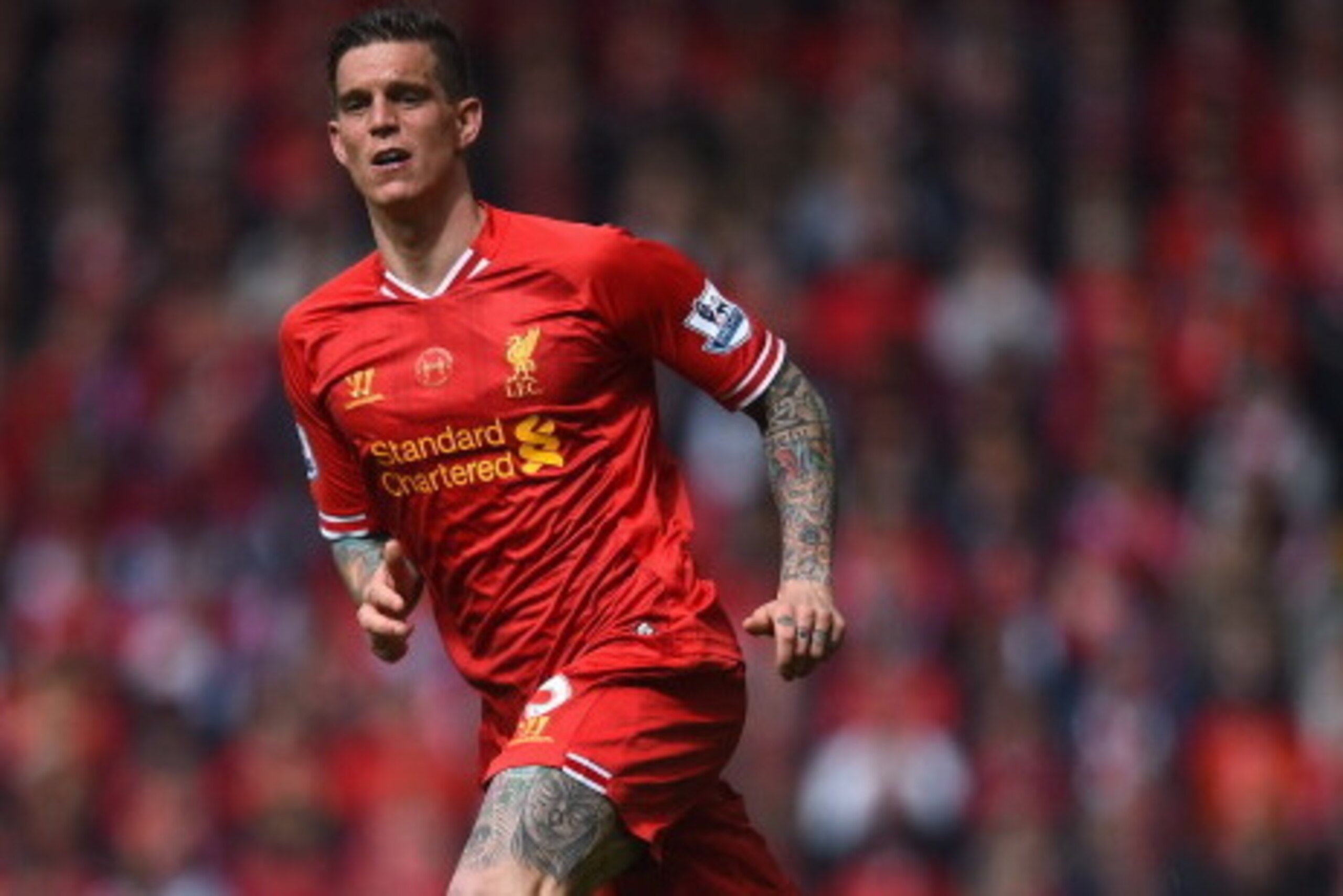 LIVERPOOL, ENGLAND - MAY 11: Daniel Agger of Liverpool in action during the Barclays Premier League match between Liverpool and Newcastle United at Anfield on May 11, 2014 in Liverpool, England.  (Photo by Laurence Griffiths/Getty Images)