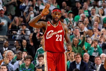 BOSTON - MAY 13:  LeBron James #23 of the Cleveland Cavaliers reacts in Game Six of the Eastern Conference Semifnals against the Boston Celtics during the 2010 NBA Playoffs on May 13, 2010 at TD Banknorth Garden in Boston, Massachusetts.  The Celtics won 