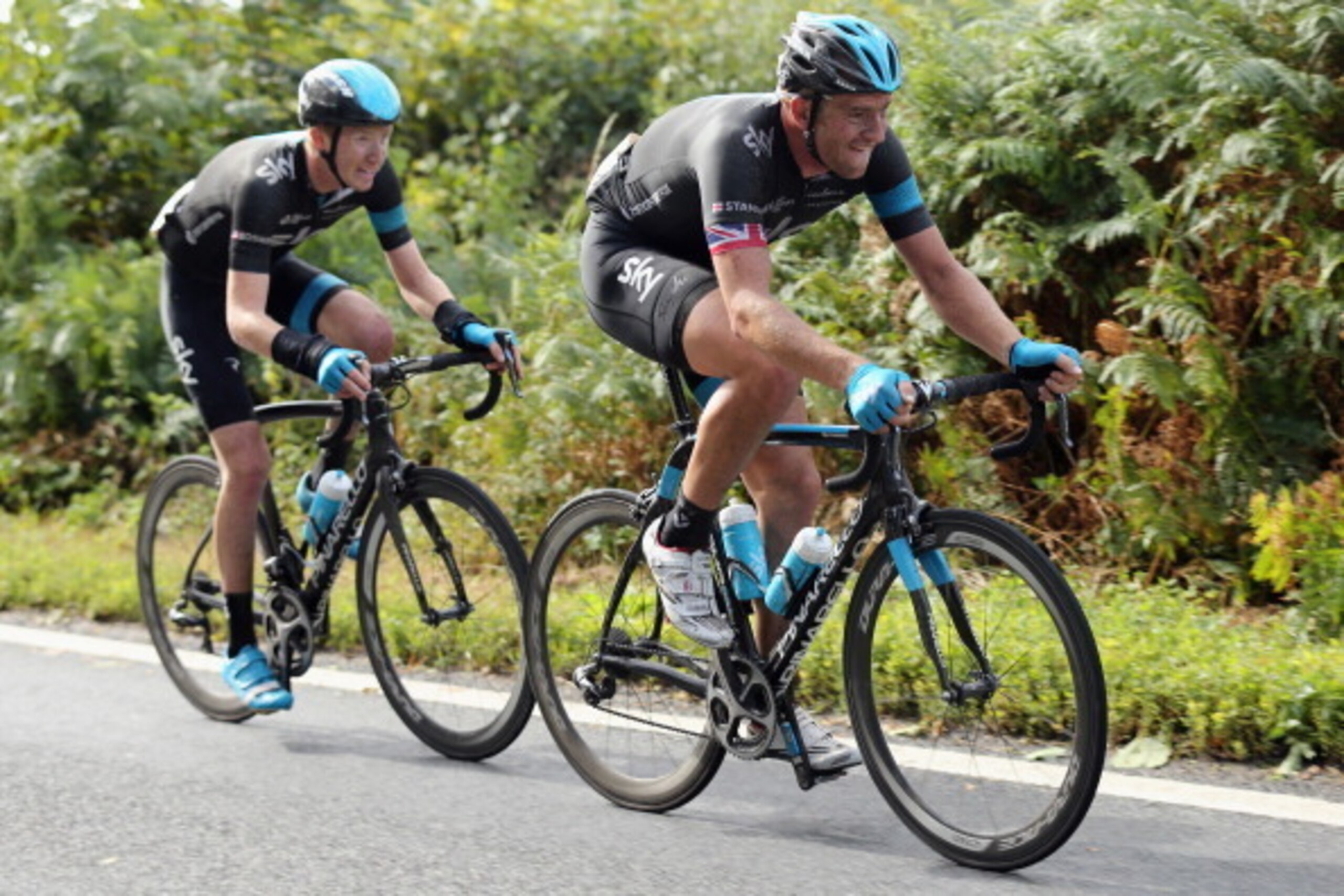LONDON, ENGLAND - AUGUST 10: Ian Stannard of Great Britain and Team SKY leads team mate Nathan Earle of Australia during the Prudential RideLondon-Surrey Classic from the Queen Elizabeth Olympic Park to The Mall on August 10, 2014 in London, England. (P LONDON, ENGLAND - AUGUST 10: Ian Stannard of Great Britain and Team SKY leads team mate Nathan Earle of Australia during the Prudential RideLondon-Surrey Classic from the Queen Elizabeth Olympic Park to The Mall on August 10, 2014 in London, England. (P