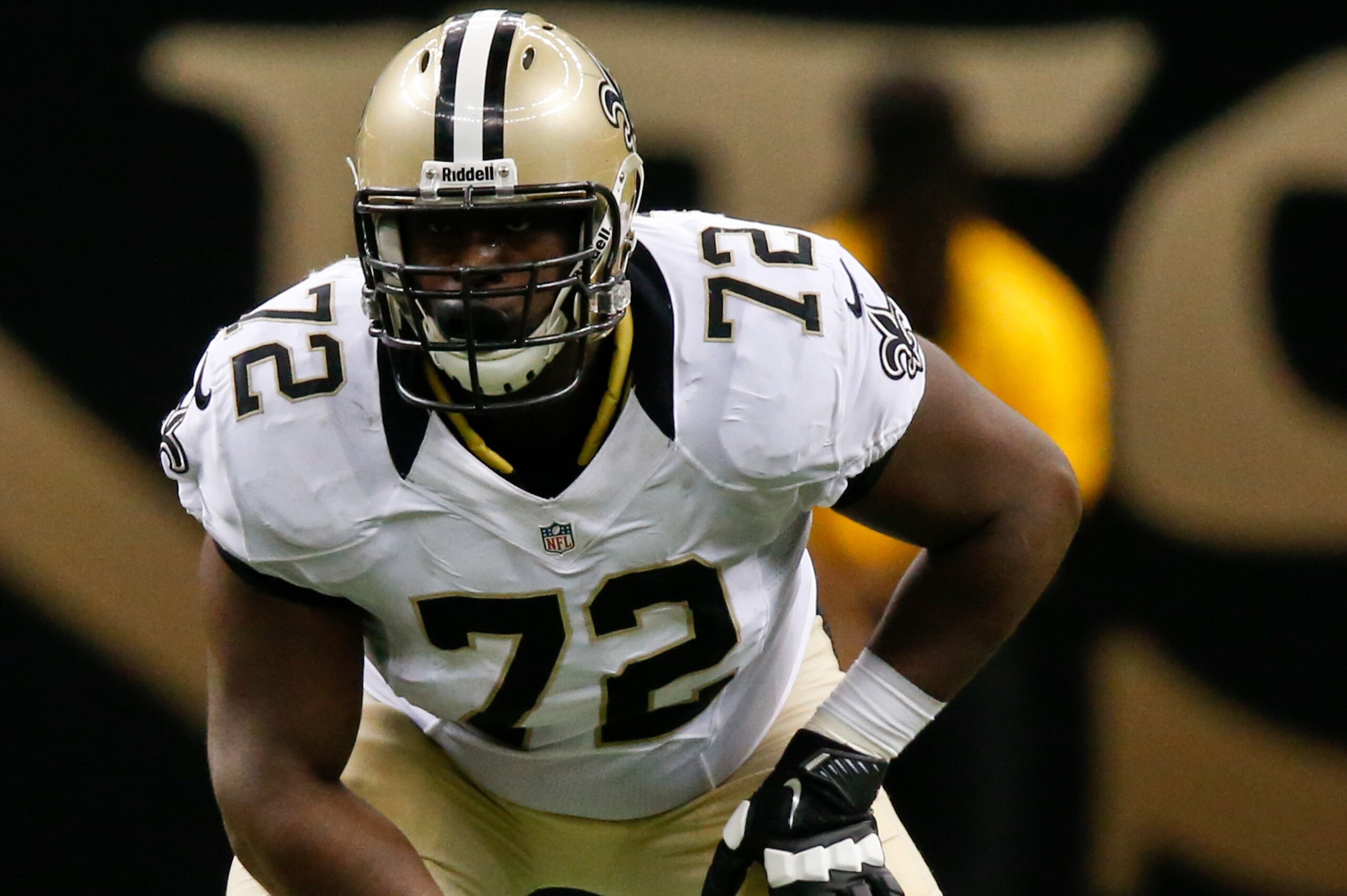 Aug 16, 2013; New Orleans, LA, USA; New Orleans Saints rookie offensive tackle Terron Armstead (72) during the second half of a preseason game at the Mercedes-Benz Superdome. The Saints defeated the Raiders 28-20. Mandatory Credit: Derick E. Hingle-USA TO