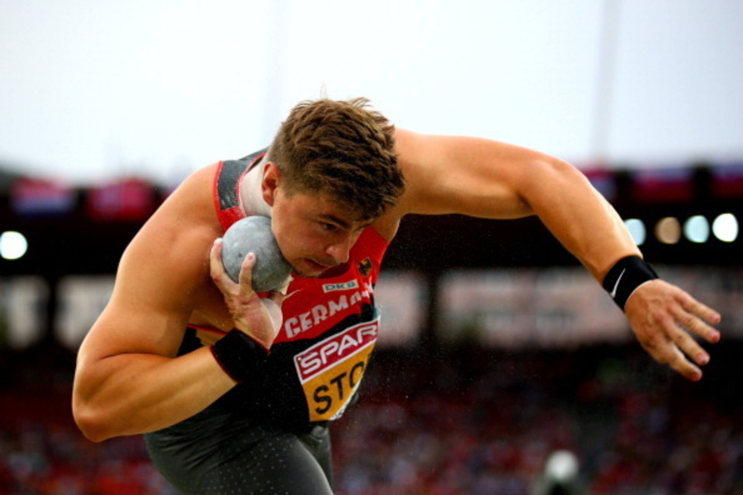 ZURICH, SWITZERLAND - AUGUST 12: David Storl of Germany competes in the Men's Shot Put final during day one of the 22nd European Athletics Championships at Stadium Letzigrund on August 12, 2014 in Zurich, Switzerland. (Photo by Ian Walton/Getty Images) ZURICH, SWITZERLAND - AUGUST 12: David Storl of Germany competes in the Men's Shot Put final during day one of the 22nd European Athletics Championships at Stadium Letzigrund on August 12, 2014 in Zurich, Switzerland. (Photo by Ian Walton/Getty Images)