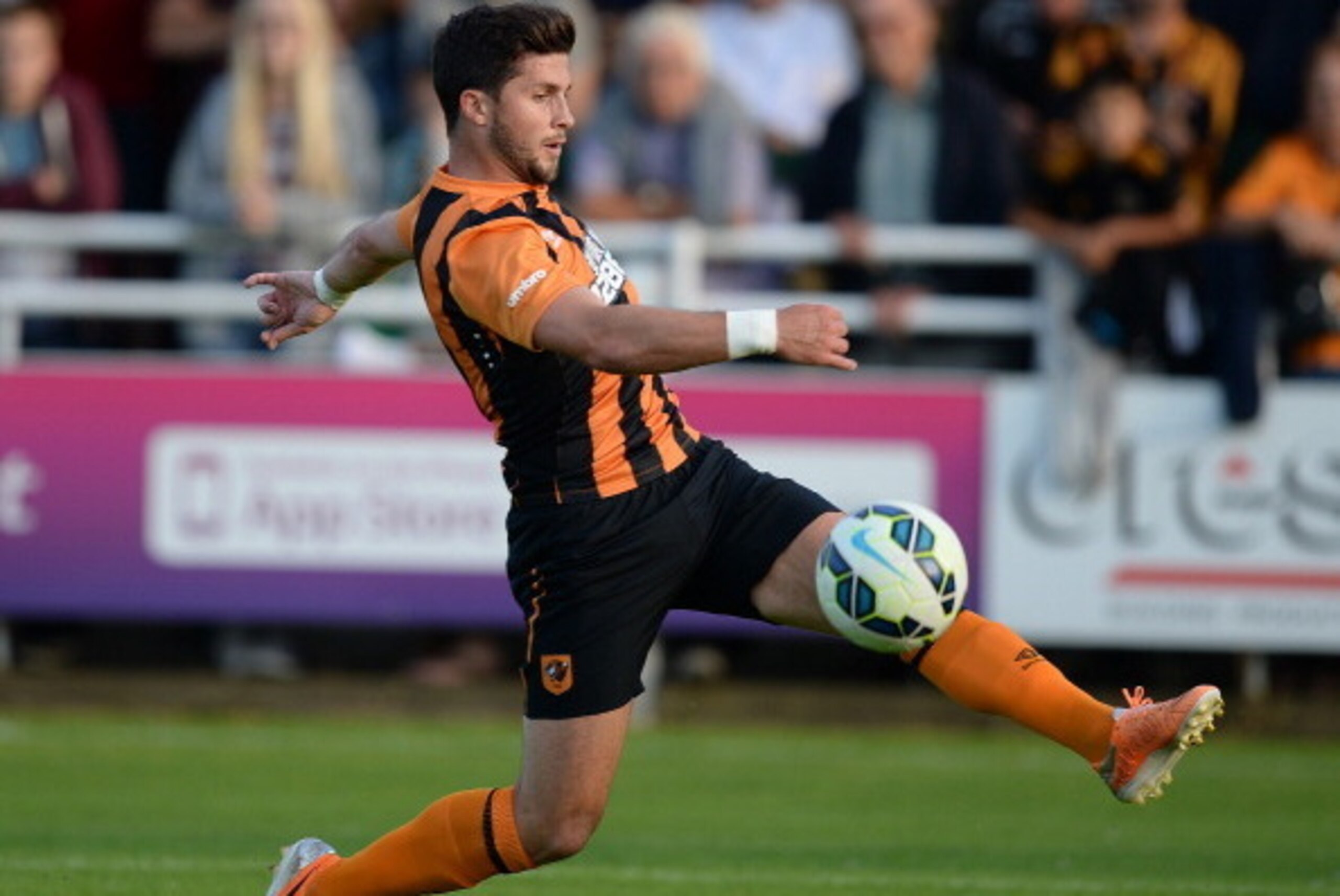 NORTH FERRIBY, ENGLAND - JULY 21: Shane Long of  Hull City  during a pre-season friendly match between North Ferriby United and Hull City at the eon visual media stadium on July 21, 2014  in North Ferriby, England. (Photo by Nigel Roddis/Getty Images)