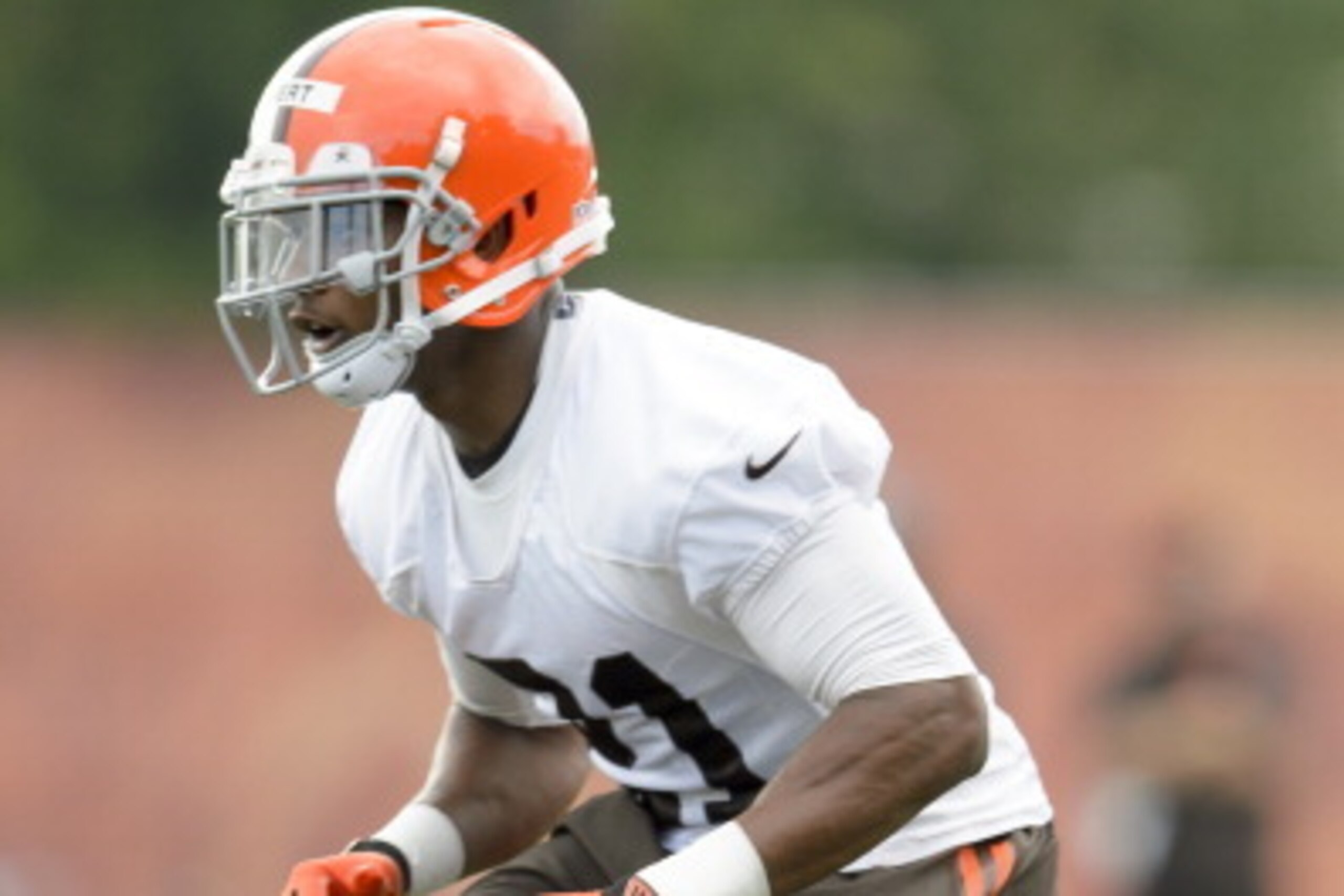 BEREA, OH - JULY 26: Rookie cornerback Justin Gilbert #21 of the Cleveland Browns runs a play during training camp at the Cleveland Browns training facility on July 26, 2014 in Berea, Ohio. (Photo by Jason Miller/Getty Images)