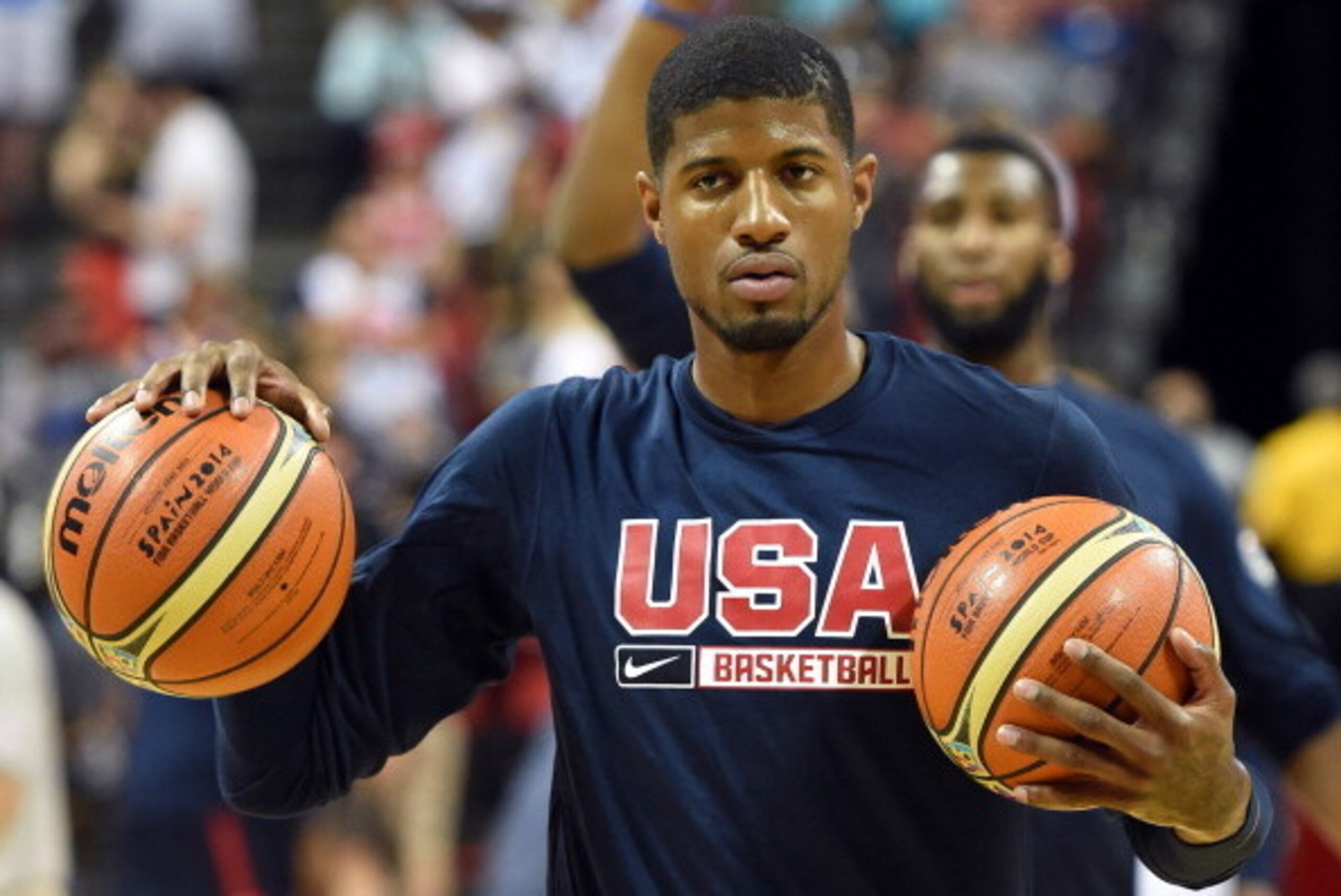 LAS VEGAS, NV - AUGUST 01: Paul George #29 of the 2014 USA Basketball Men's National Team warms up before a USA Basketball showcase at the Thomas & Mack Center on August 1, 2014 in Las Vegas, Nevada. (Photo by Ethan Miller/Getty Images) LAS VEGAS, NV - AUGUST 01: Paul George #29 of the 2014 USA Basketball Men's National Team warms up before a USA Basketball showcase at the Thomas & Mack Center on August 1, 2014 in Las Vegas, Nevada. (Photo by Ethan Miller/Getty Images)