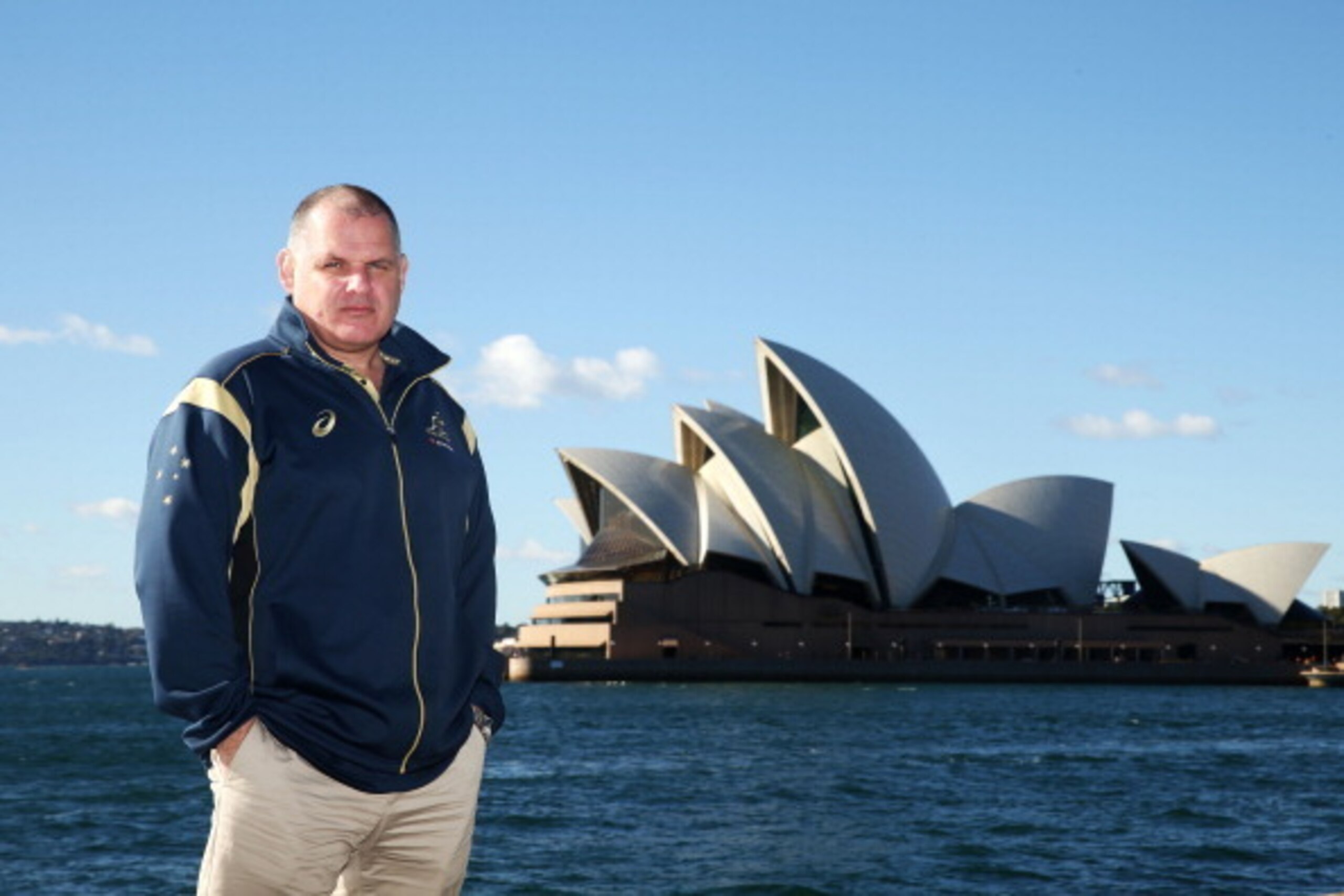 SYDNEY, AUSTRALIA - JUNE 24:  Wallabies coach Ewen McKenzie poses as the ARU announce the sale of this year's Bledisloe Cup match tickets at Dawes Point on June 24, 2014 in Sydney, Australia.  (Photo by Matt King/Getty Images)