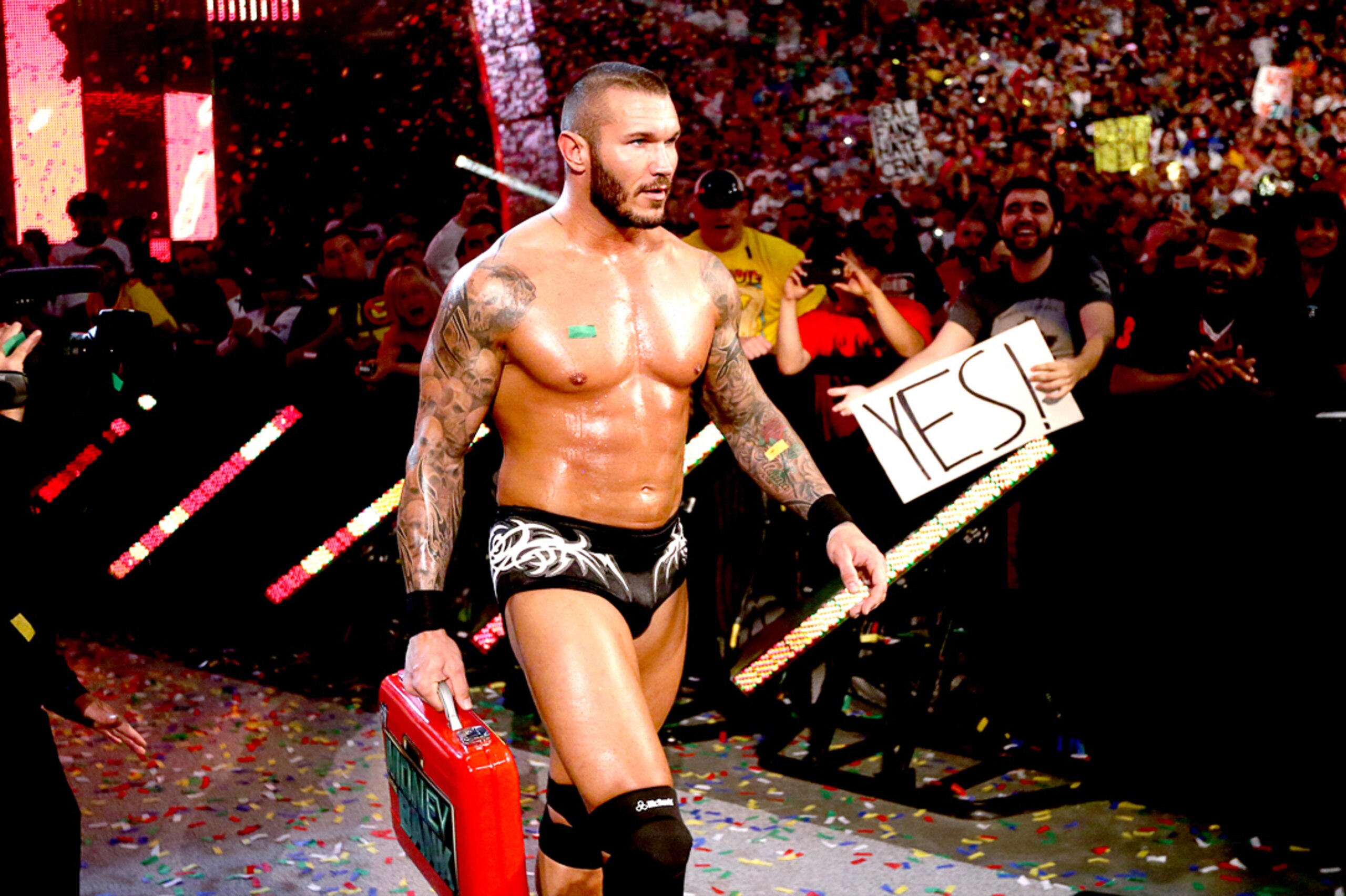 Randy Orton prepares to cash in on Daniel Bryan. Randy Orton prepares to cash in on Daniel Bryan.