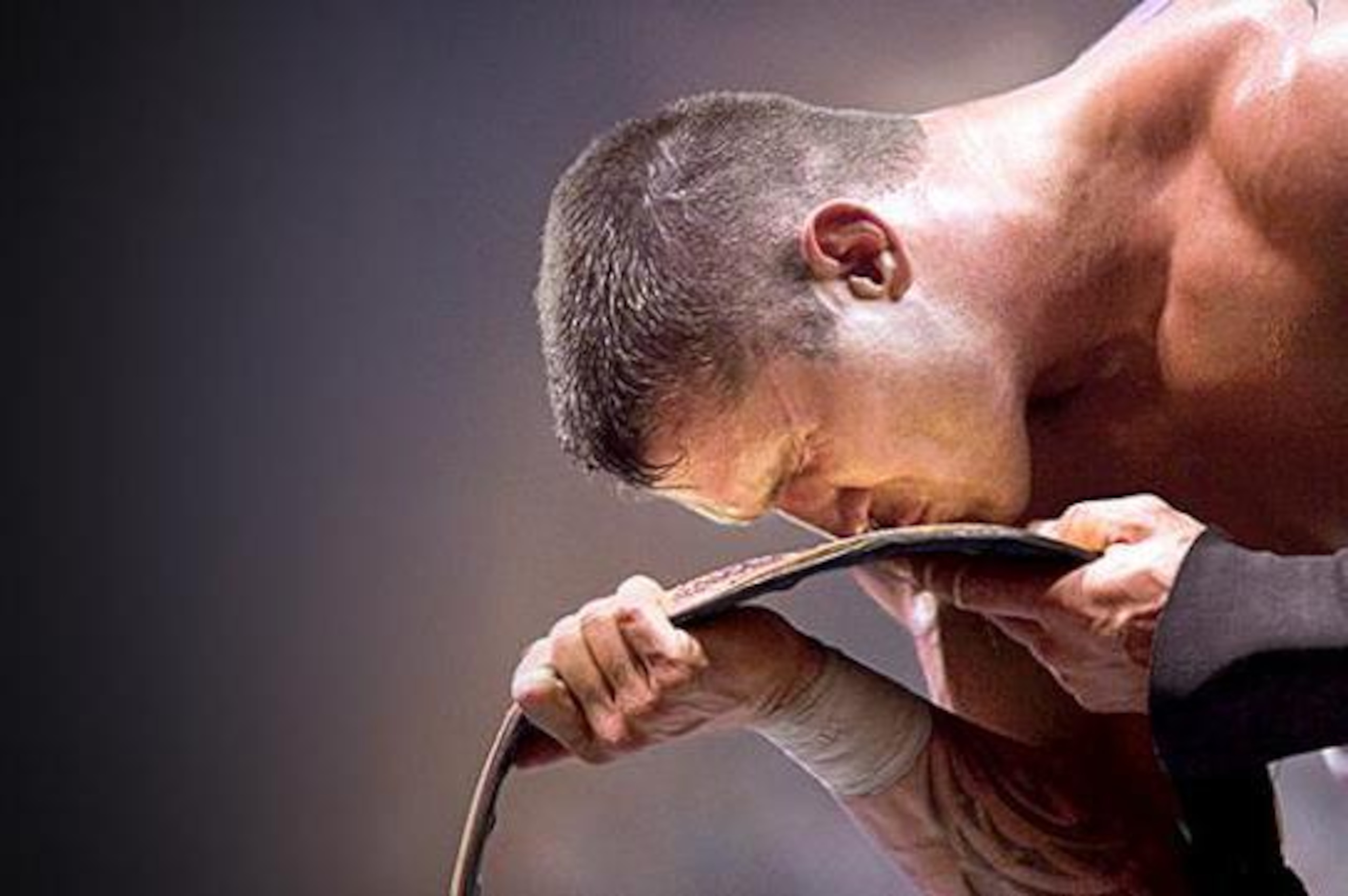 Randy Orton celebrates his title win. Randy Orton celebrates his title win.