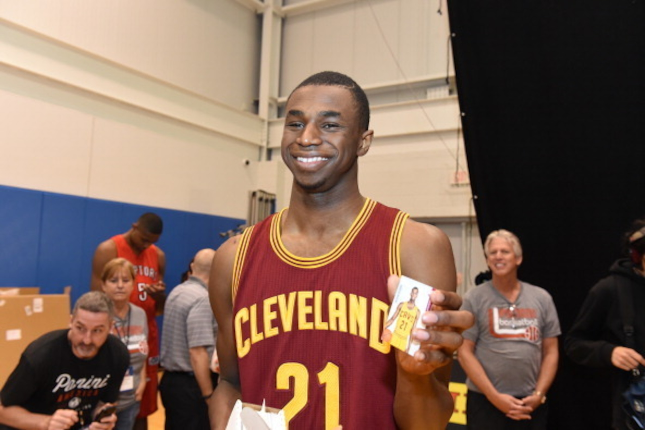 TARRYTOWN, NY - AUGUST 3: Andrew Wiggins #21 of the Cleveland Cavaliers behing the scenes during the 2014 NBA rookie photo shoot on August 3, 2014 at the Madison Square Garden Training Facility in Tarrytown, New York. NOTE TO USER: User expressly acknowl TARRYTOWN, NY - AUGUST 3: Andrew Wiggins #21 of the Cleveland Cavaliers behing the scenes during the 2014 NBA rookie photo shoot on August 3, 2014 at the Madison Square Garden Training Facility in Tarrytown, New York. NOTE TO USER: User expressly acknowl