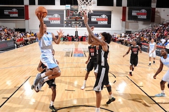 LAS VEGAS, NV - JULY 12: Gary Harris #14 of the Denver Nuggets goes up for a shot against the Toronto Raptors on July 12, 2014 at the Cox Pavilion in Las Vegas, Nevada. NOTE TO USER: User expressly acknowledges and agrees that, by downloading and or using