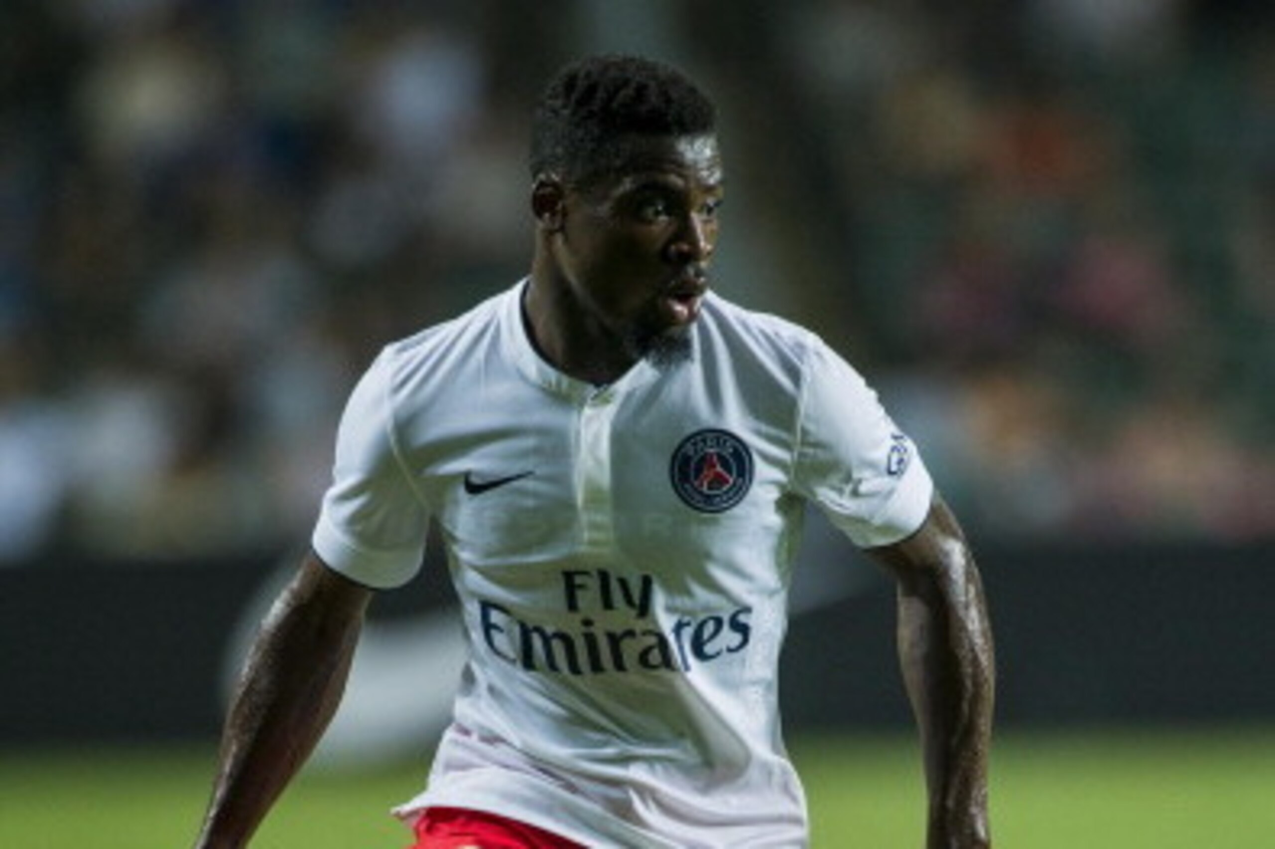 HONG KONG - JULY 29:  Serge Aurier of Paris Saint-Germain in action during the friendly match between Kitchee and Paris Saint-Germain at Hong Kong Stadium on July 29, 2014 in Hong Kong, Hong Kong.  (Photo by Victor Fraile/Getty Images)