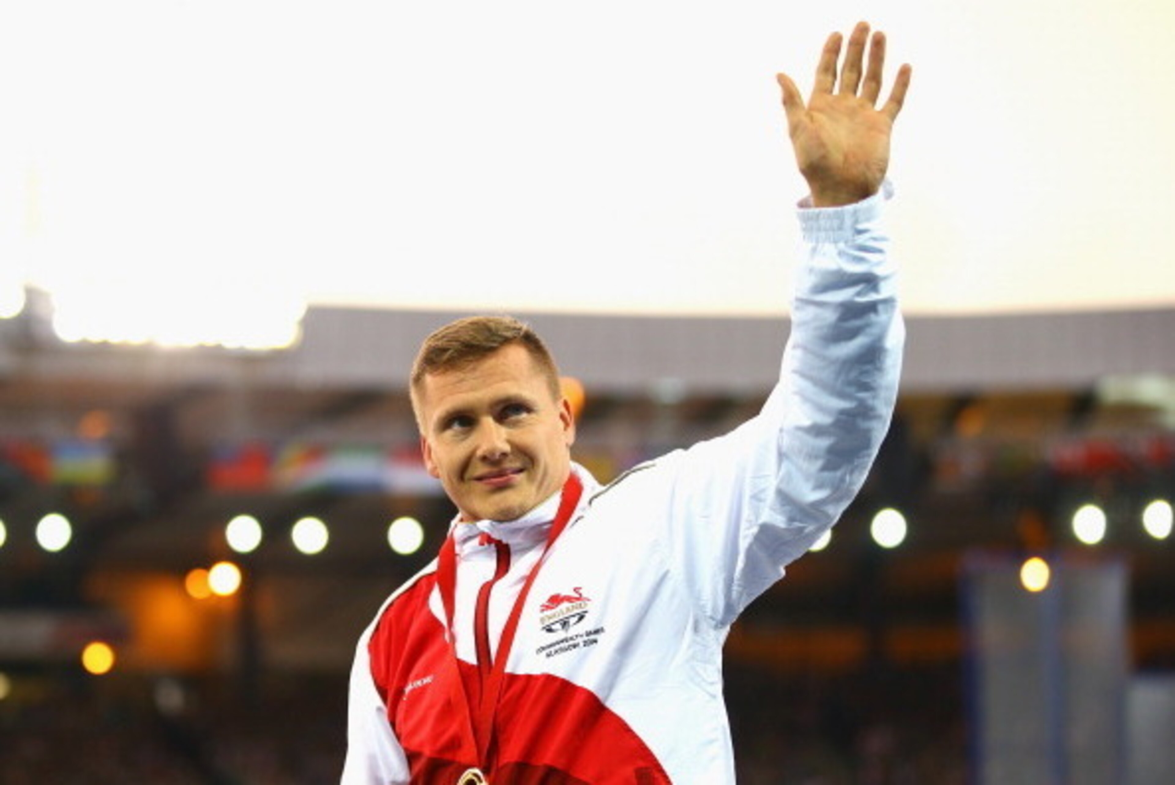 GLASGOW, SCOTLAND - JULY 31:  Gold medallist David Weir of England poses on the podium during the medal ceremony for the MenÂs Para Sport 1500 metres T54 at Hampden Park during day eight of the Glasgow 2014 Commonwealth Games on July 31, 2014 in Glasgow, 
