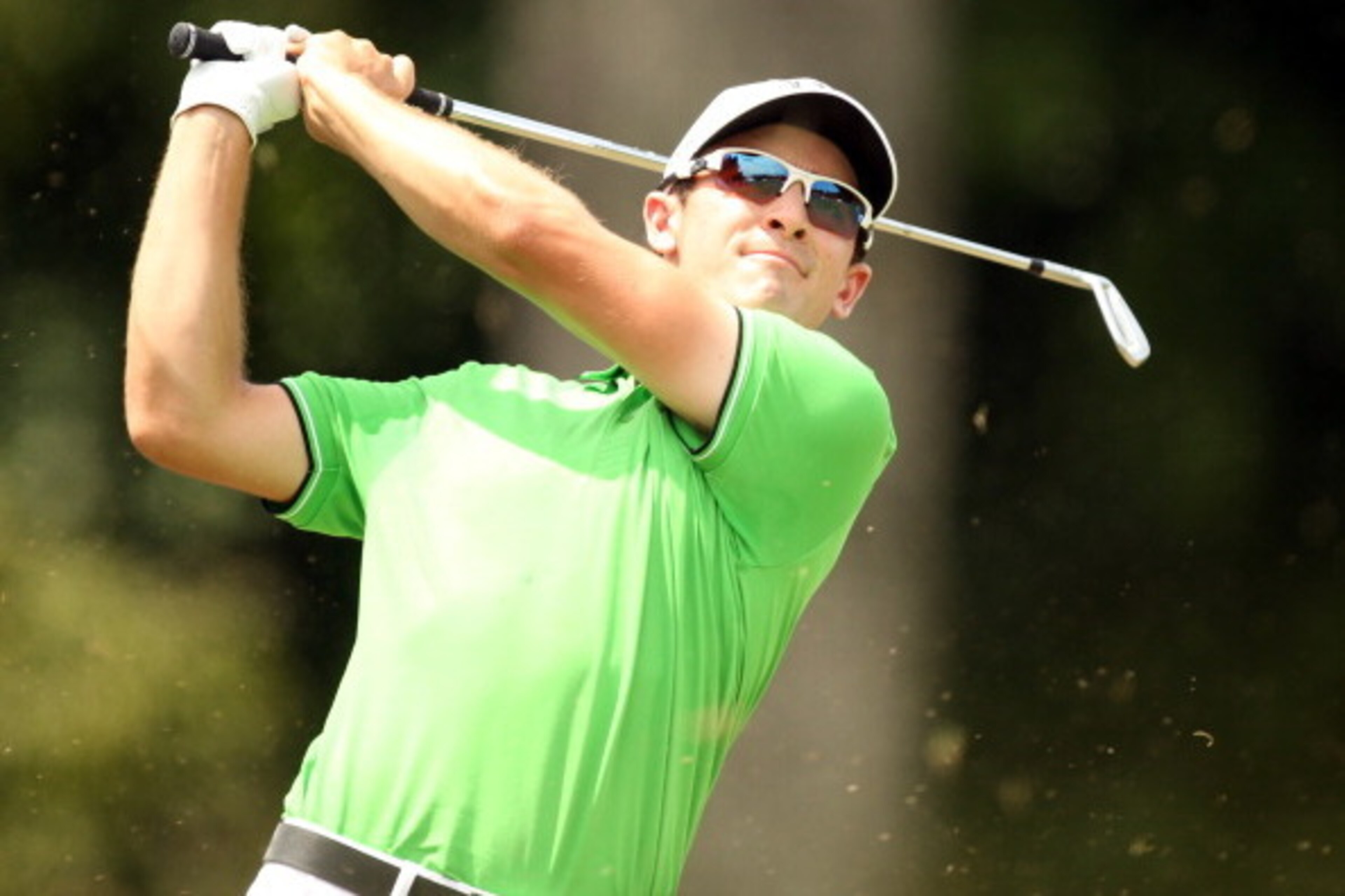 GREENSBORO, NC - AUGUST 15:  Scott Langley plays his tee shot on the 16th hole during the second round of the Wyndham Championship at Sedgefield Country Club on August 15, 2014 in Greensboro, North Carolina.  (Photo by Darren Carroll/Getty Images)