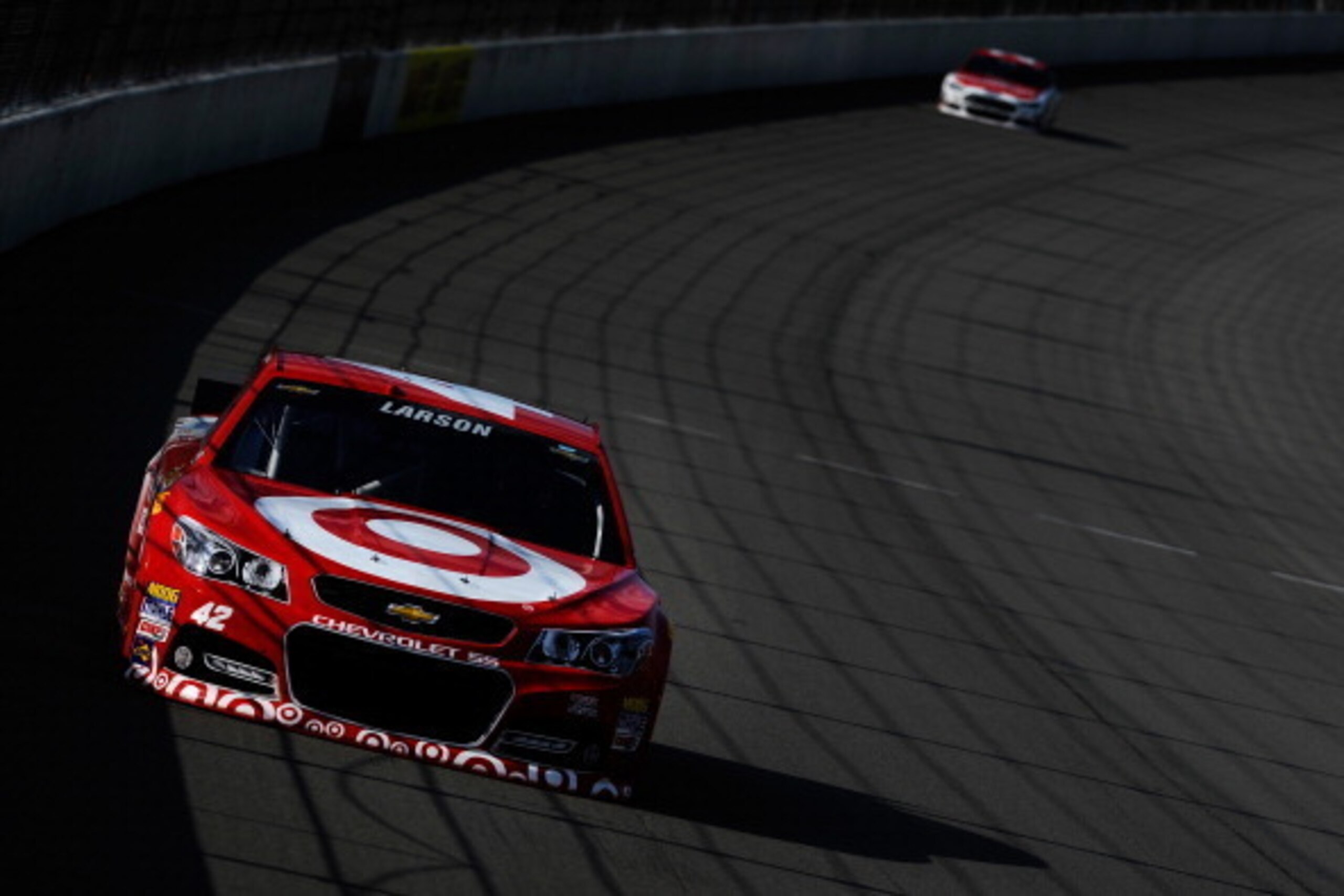 BROOKLYN, MI - AUGUST 15:  Kyle Larson, driver of the #42 Target Chevrolet, qualifies for the NASCAR Sprint Cup Series Pure Michigan 400 at Michigan International Speedway on August 15, 2014 in Brooklyn, Michigan.  (Photo by Jared C. Tilton/Getty Images)