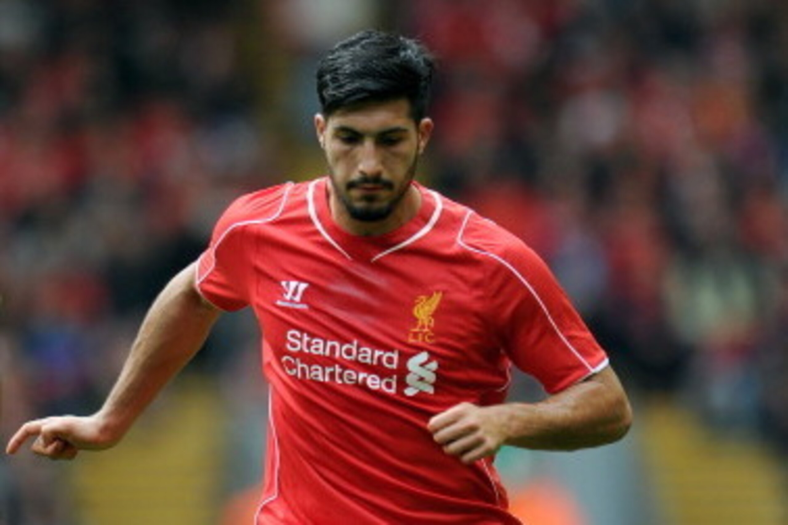 LIVERPOOL, ENGLAND - AUGUST 10: Emre Can of Liverpool during the Pre Season Friendly match between Liverpool and Borussia Dortmund at Anfield on August 10, 2014 in Liverpool, England. (Photo by Clint Hughes/Getty Images) LIVERPOOL, ENGLAND - AUGUST 10: Emre Can of Liverpool during the Pre Season Friendly match between Liverpool and Borussia Dortmund at Anfield on August 10, 2014 in Liverpool, England. (Photo by Clint Hughes/Getty Images)