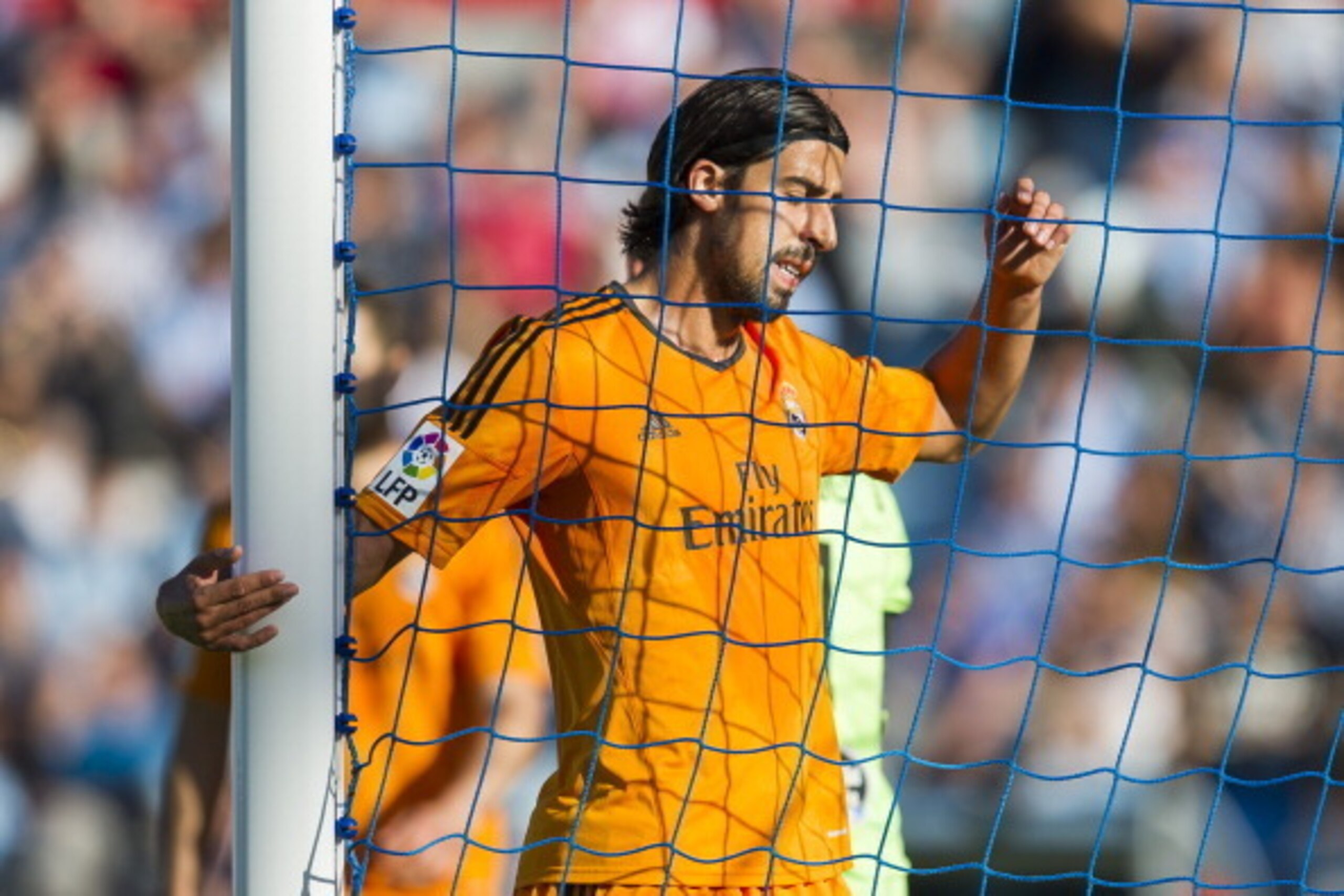 VIGO, SPAIN - MAY 11:  Sami Khedira of Real Madrid CF reacts during the la Liga match between Real Club Celta De Vigo and Real Madrid CF at Estadio Balaidos on May 11, 2014 in Vigo, Spain.  (Photo by Juan Manuel Serrano Arce/Getty Images)