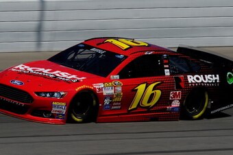 BROOKLYN, MI - AUGUST 15: Greg Biffle, driver of the #16 Roush Performance Ford, on track during practice for the NASCAR Sprint Cup Series Pure Michigan 400 at Michigan International Speedway on August 15, 2014 in Brooklyn, Michigan.  (Photo by Jared C. T