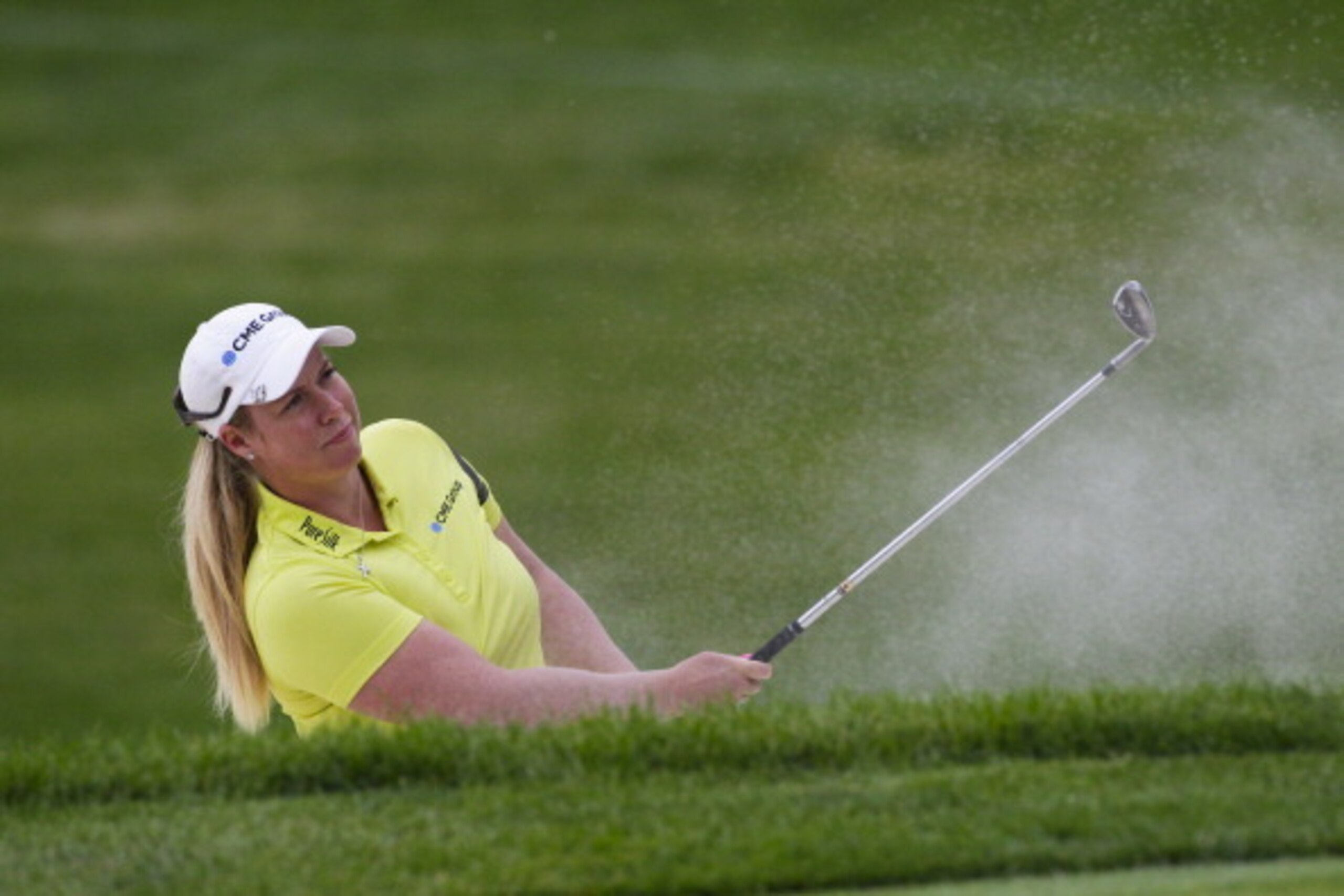 PITTSFORD, NY - AUGUST 16: Brittany Lincicome hits her third shot on the third hole during the third round of the Wegmans LPGA Championship at Monroe Golf Club on August 16, 2014 in Pittsford, New York. (Photo by Hunter Martin/Getty Images)