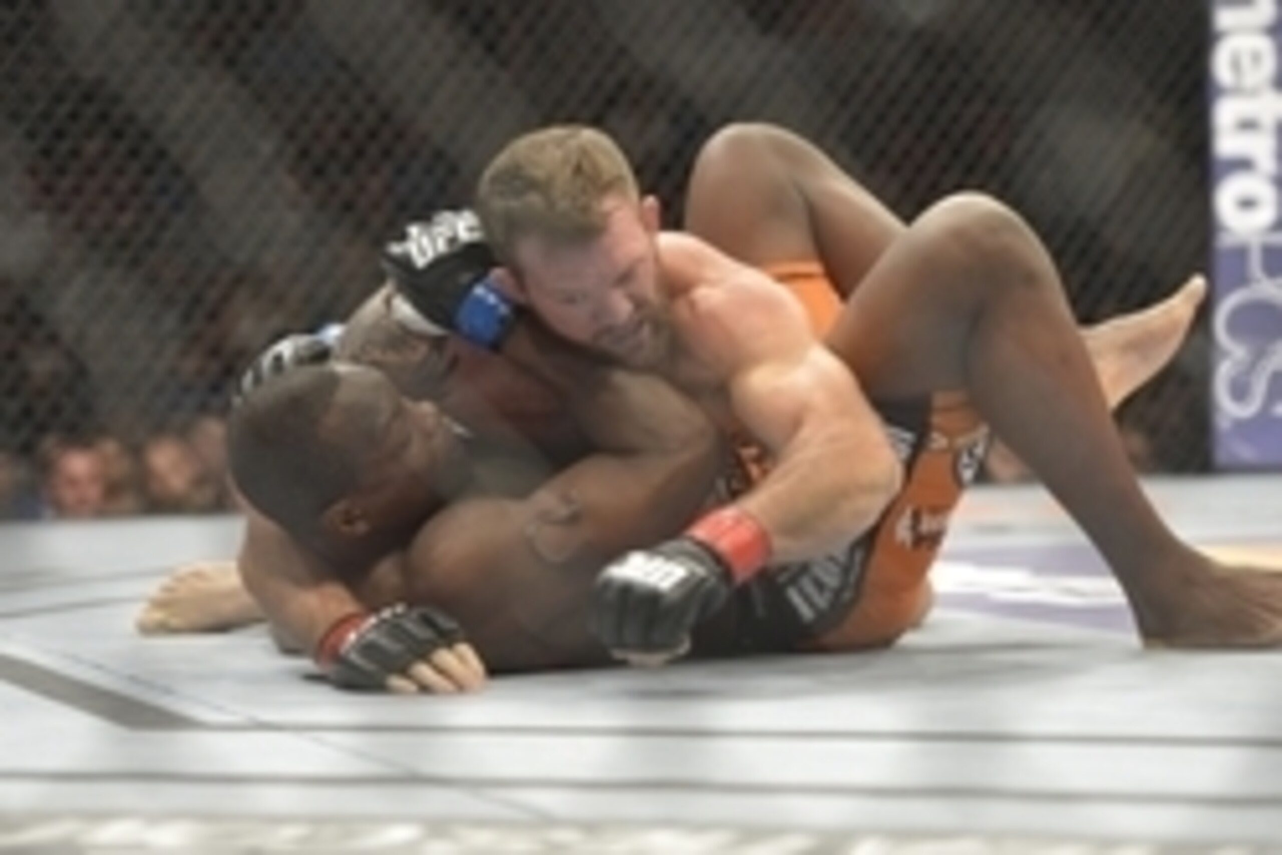 Aug 16, 2014; Bangor, ME, USA; Ryan Bader (red gloves) fights Ovince Saint Preux (blue gloves) during light heavyweight bout at Cross Insurance Center. Mandatory Credit: Gregory J. Fisher-USA TODAY Sports