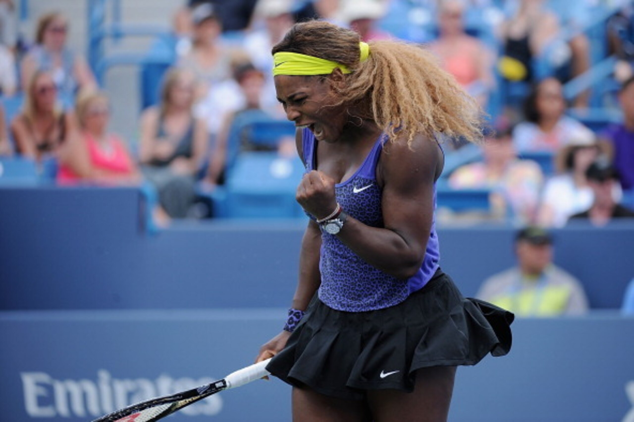 CINCINNATI, OH - AUGUST 17:  Serena Williams reacts during the final match against Ana Ivanovic of Serbia on day 9 of the Western & Southern Open at the Linder Family Tennis Center on August 17, 2014 in Cincinnati, Ohio.  (Photo by Jonathan Moore/Getty Im