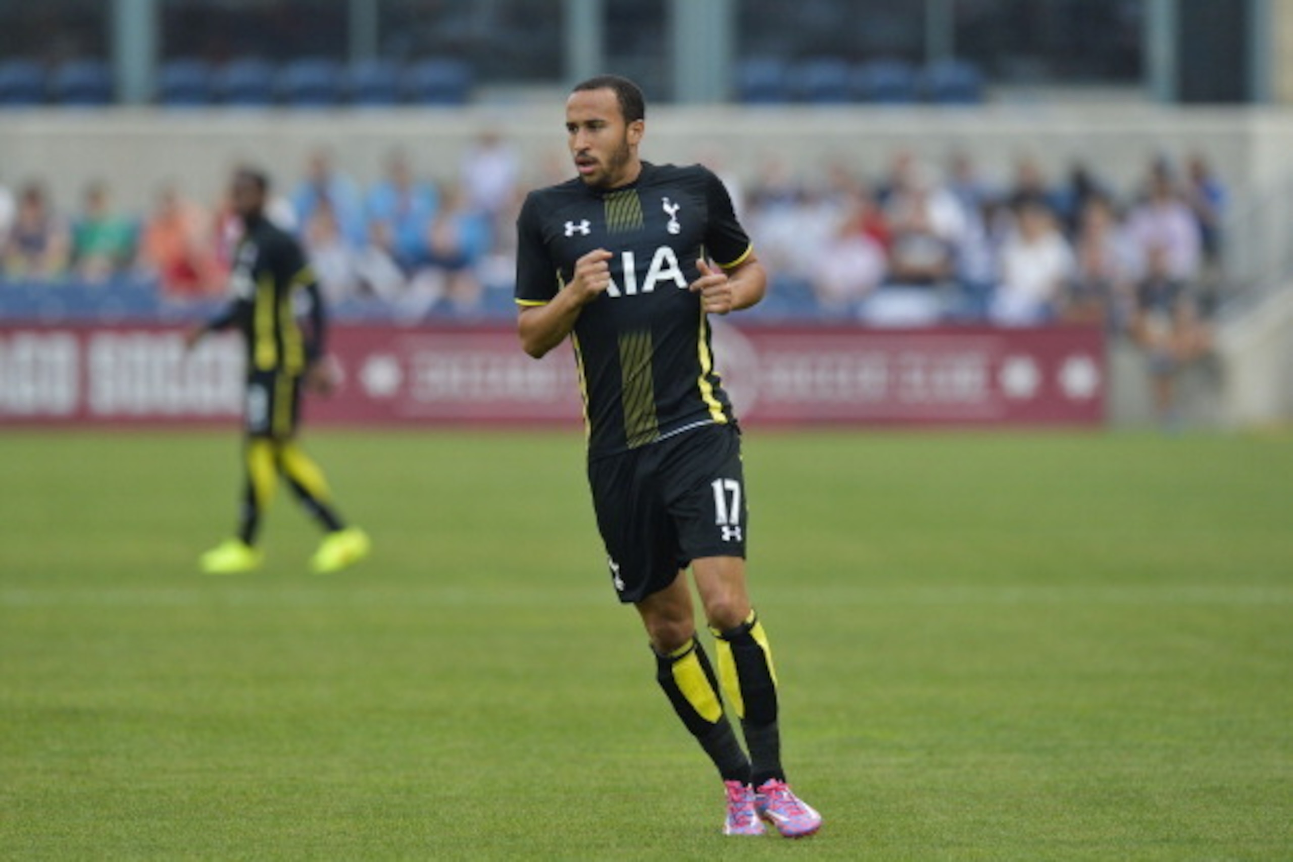 BRIDGEVIEW, IL - JULY 26:  Andros Townsend #17 of Tottenham Hotspur runs on the field during the first half against the Chicago Fire at Toyota Park on July 26, 2014 in Bridgeview, Illinois. Tottenham Hotspur defeated the Fire 2-0.  (Photo by Brian Kersey/