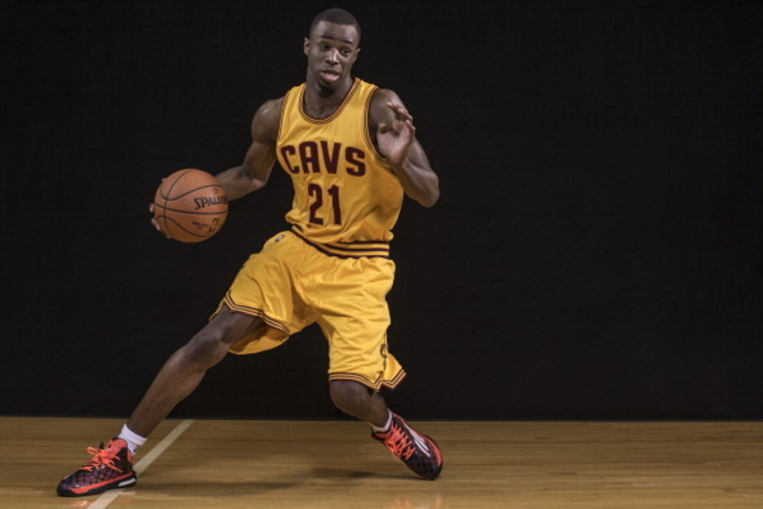 TARRYTOWN, NY - AUGUST 03: Andrew Wiggins #21 of the Cleveland Cavaliers poses for a portrait during the 2014 NBA rookie photo shoot at MSG Training Center on August 3, 2014 in Tarrytown, New York. NOTE TO USER: User expressly acknowledges and agrees that