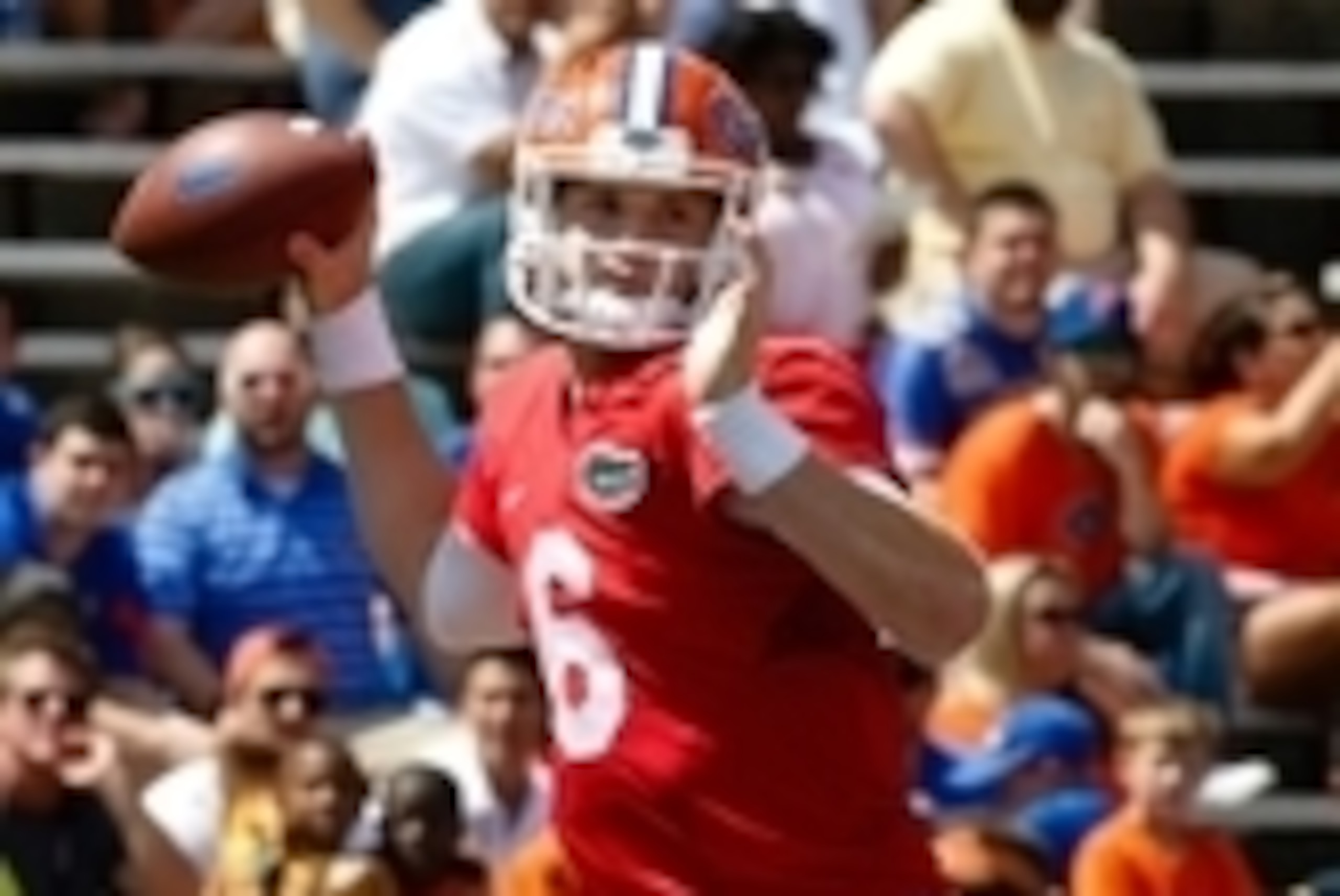 Apr 12, 2014; Gainesville, FL, USA; Florida Gators quarterback Jeff Driskel (6) during the second half of the spring game at Ben Hill Griffin Stadium. Mandatory Credit: Rob Foldy-USA TODAY Sports