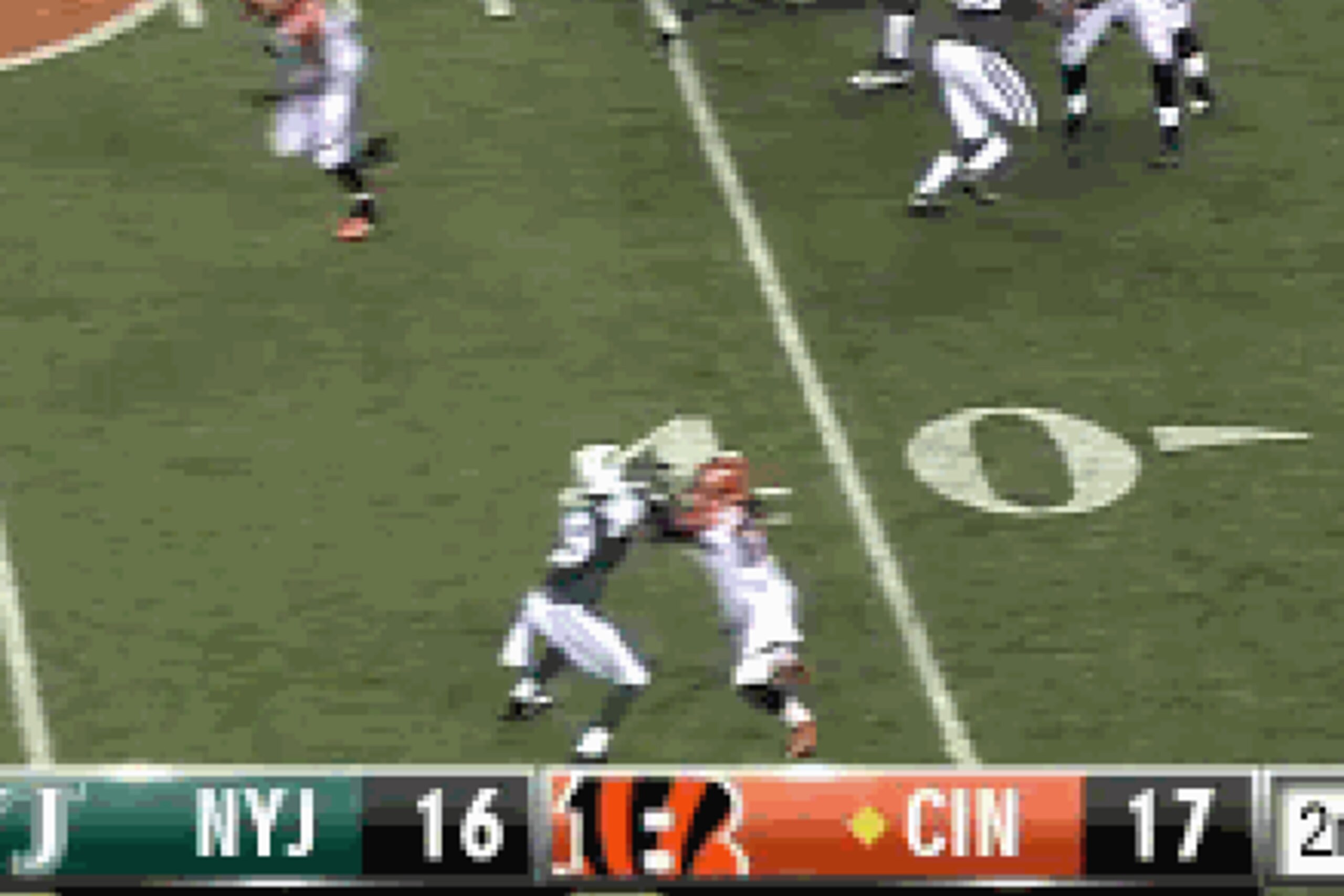Allen's hands are not extended, showing a lack of control and balance.