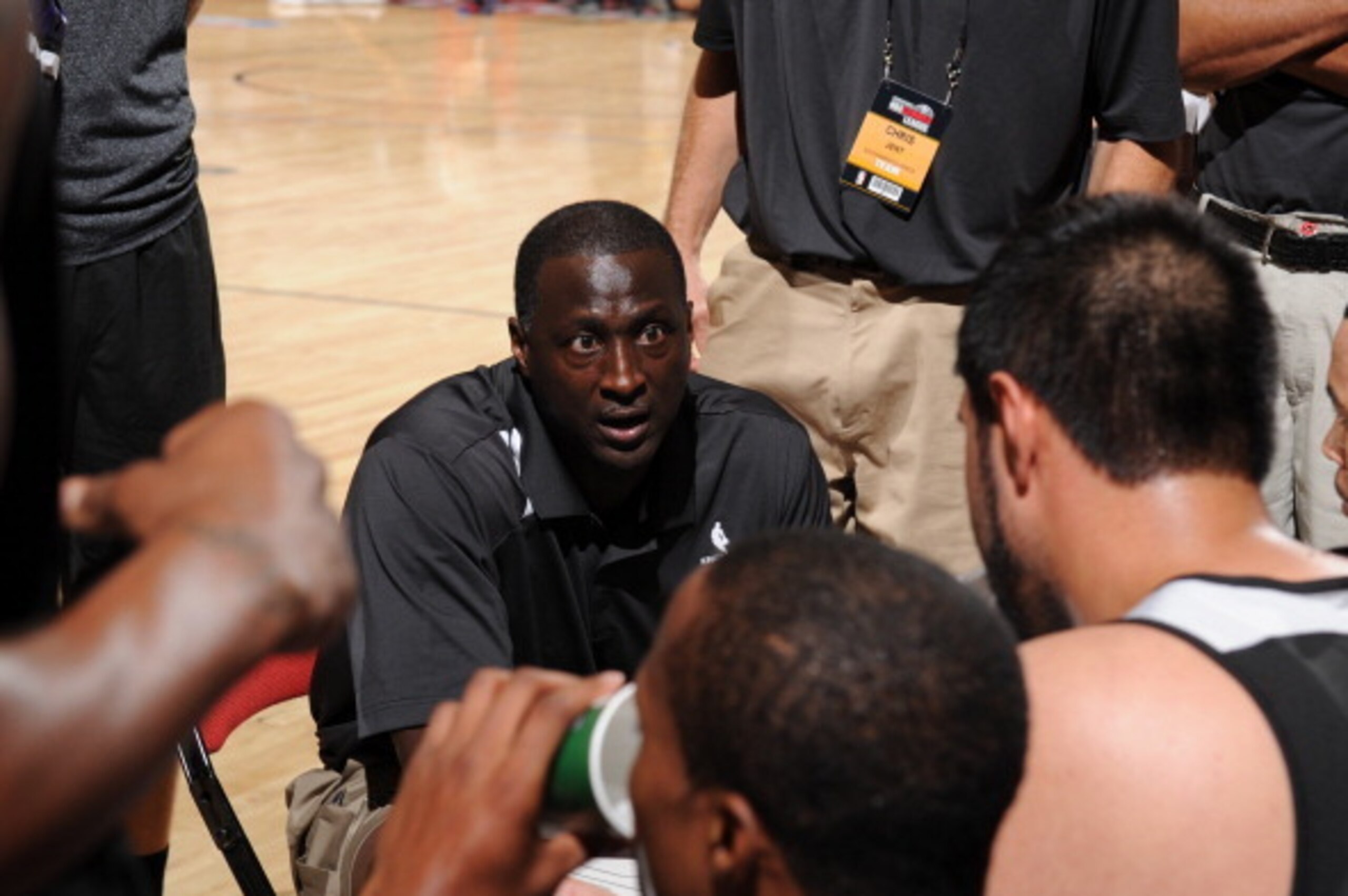 LAS VEGAS, NV - JULY 13: Tyrone Corbin, Head Coach of the Sacramento Kings talks with his team during the game against the Charlotte Hornets at the Samsung NBA Summer League 2014 on July 13, 2014 at the Cox Pavilion in Las Vegas, Nevada. NOTE TO USER: Use