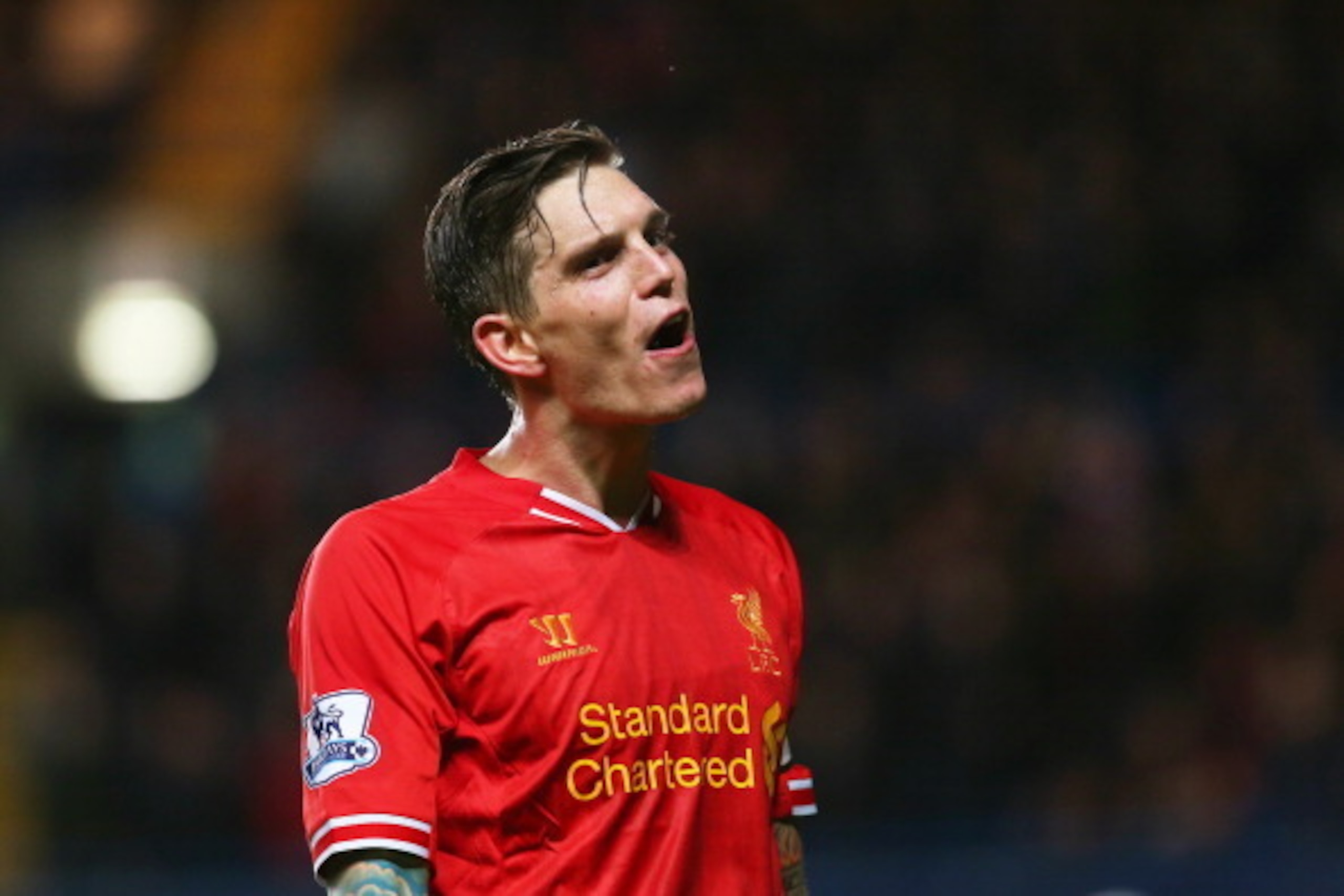 LONDON, ENGLAND - DECEMBER 29: Daniel Agger of Liverpool reacts during the Barclays Premier League match between Chelsea and Liverpool at Stamford Bridge on December 29, 2013 in London, England. (Photo by Julian Finney/Getty Images) LONDON, ENGLAND - DECEMBER 29: Daniel Agger of Liverpool reacts during the Barclays Premier League match between Chelsea and Liverpool at Stamford Bridge on December 29, 2013 in London, England. (Photo by Julian Finney/Getty Images)