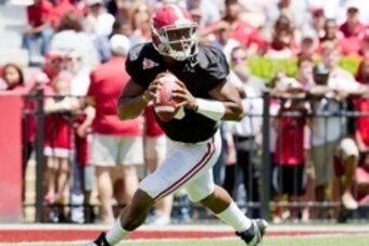 Apr 19, 2014; Tuscaloosa, AL, USA; Alabama Crimson Tide quarterback Blake Sims (6) during the A-day game  at Bryant-Denny Stadium. Mandatory Credit: Marvin Gentry-USA TODAY Sports