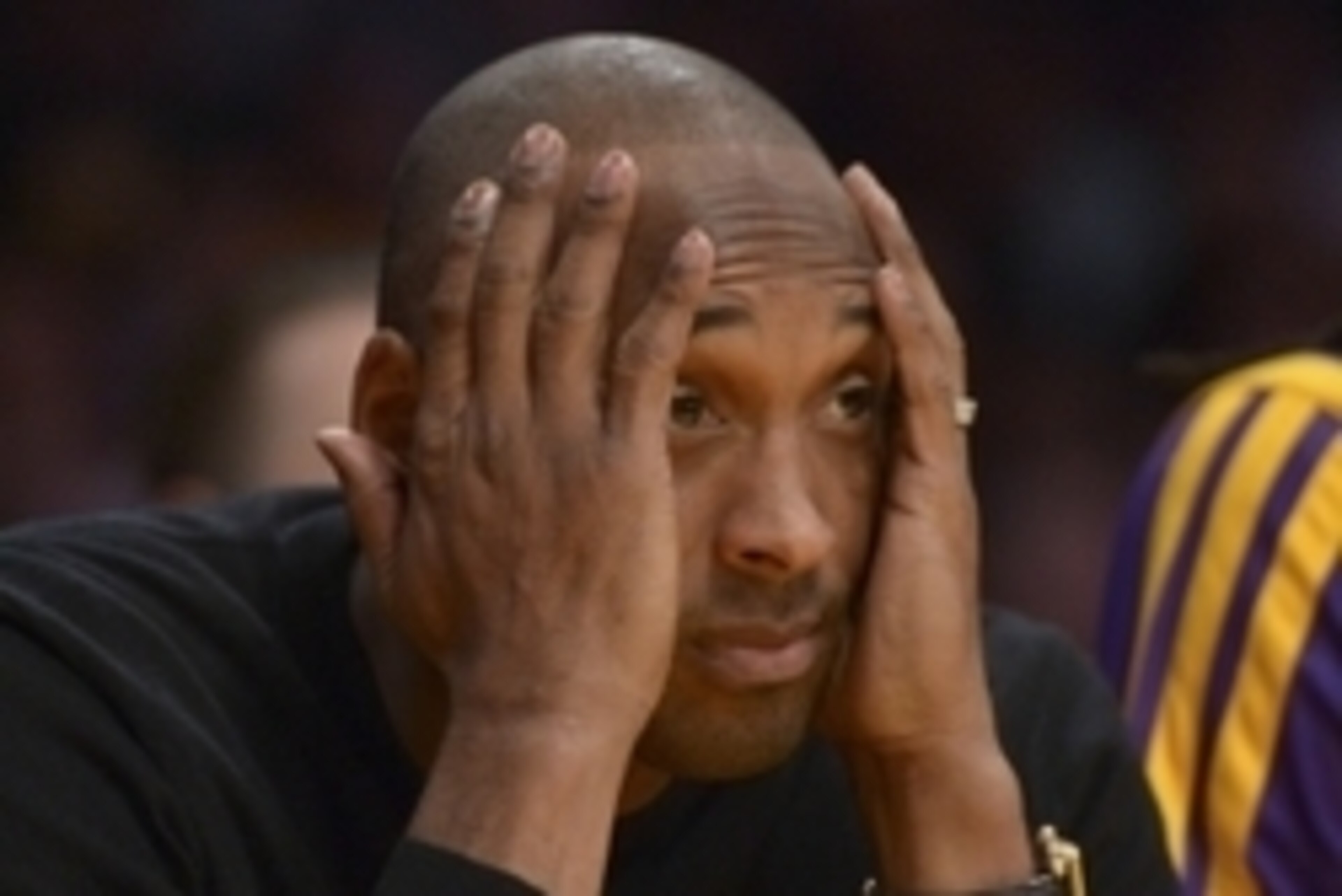 Dec 31, 2013; Los Angeles, CA, USA; Los Angeles Lakers guard Kobe Bryant (24) reacts in the fourth quarter against the Milwaukee Bucks at Staples Center. The Bucks defeated the Lakers 94-79. Mandatory Credit: Kirby Lee-USA TODAY Sports Dec 31, 2013; Los Angeles, CA, USA; Los Angeles Lakers guard Kobe Bryant (24) reacts in the fourth quarter against the Milwaukee Bucks at Staples Center. The Bucks defeated the Lakers 94-79. Mandatory Credit: Kirby Lee-USA TODAY Sports