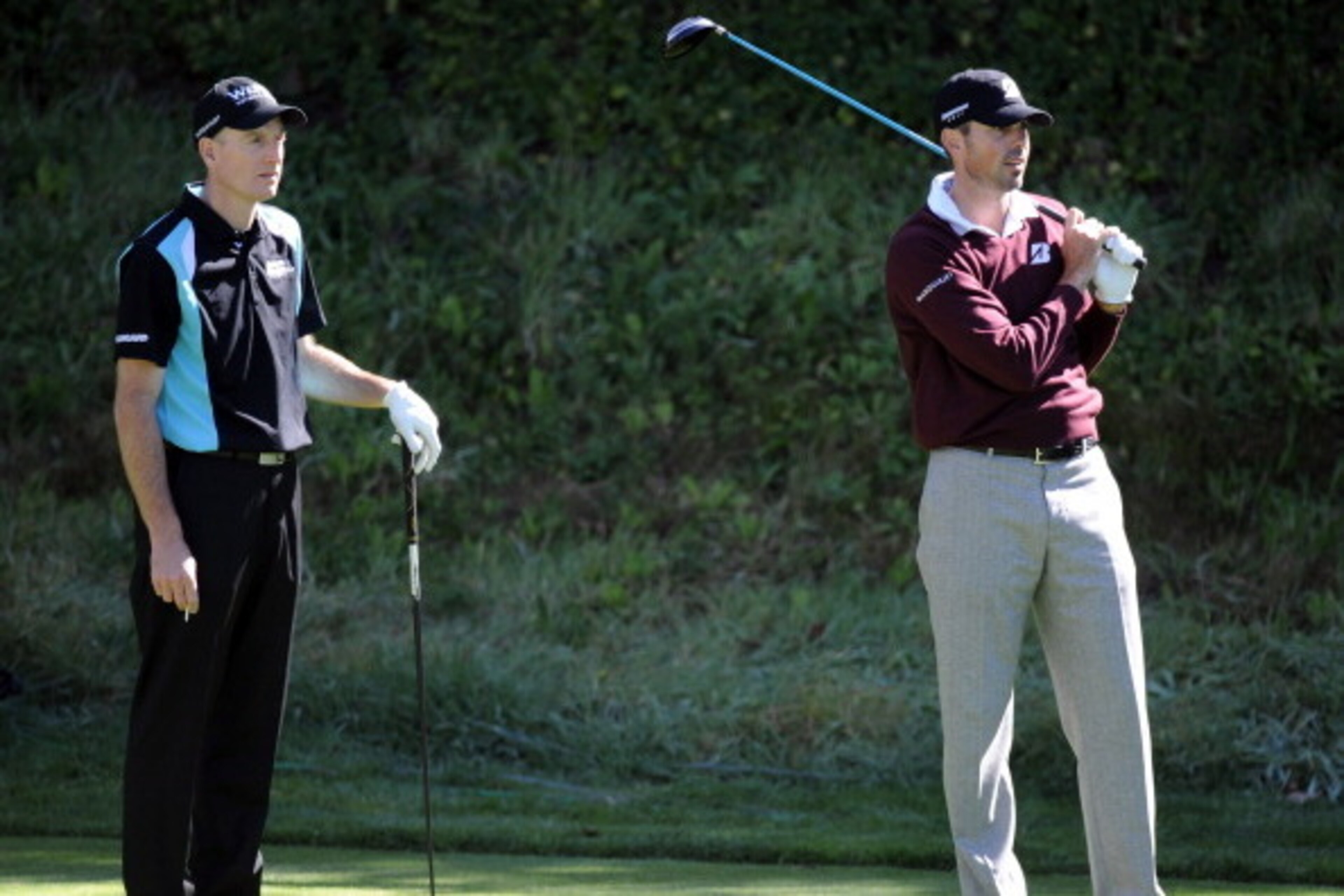 PACIFIC PALISADES, CA - FEBRUARY 17: Jim Furyk and Matt Kuchar on the 13th tee box during the first round of the Northern Trust Open at the Riviera Country Club on February 17, 2011 in Pacific Palisades, California. (Photo by Harry How/Getty Images) PACIFIC PALISADES, CA - FEBRUARY 17: Jim Furyk and Matt Kuchar on the 13th tee box during the first round of the Northern Trust Open at the Riviera Country Club on February 17, 2011 in Pacific Palisades, California. (Photo by Harry How/Getty Images)
