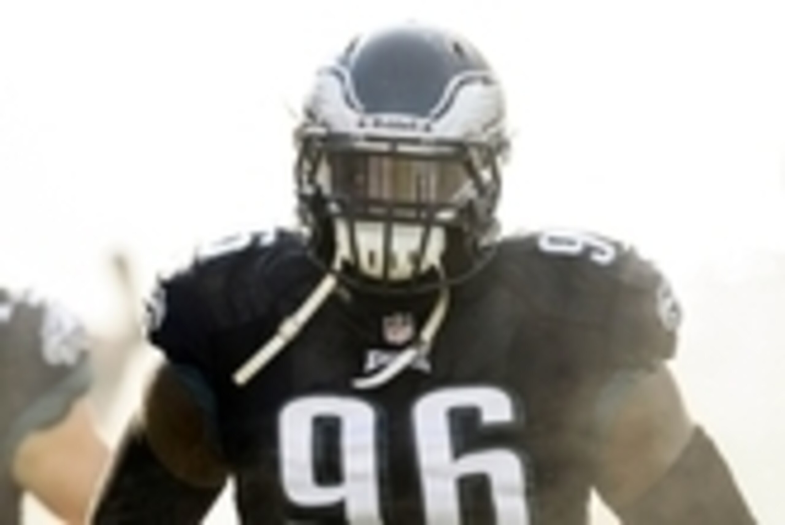Dec 1, 2013; Philadelphia, PA, USA; Philadelphia Eagles defensive tackle Bennie Logan (96) enters the field prior to playing the Arizona Cardinals at Lincoln Financial Field. The Eagles defeated the Cardinals 24-21. Mandatory Credit: Howard Smith-USA TODA